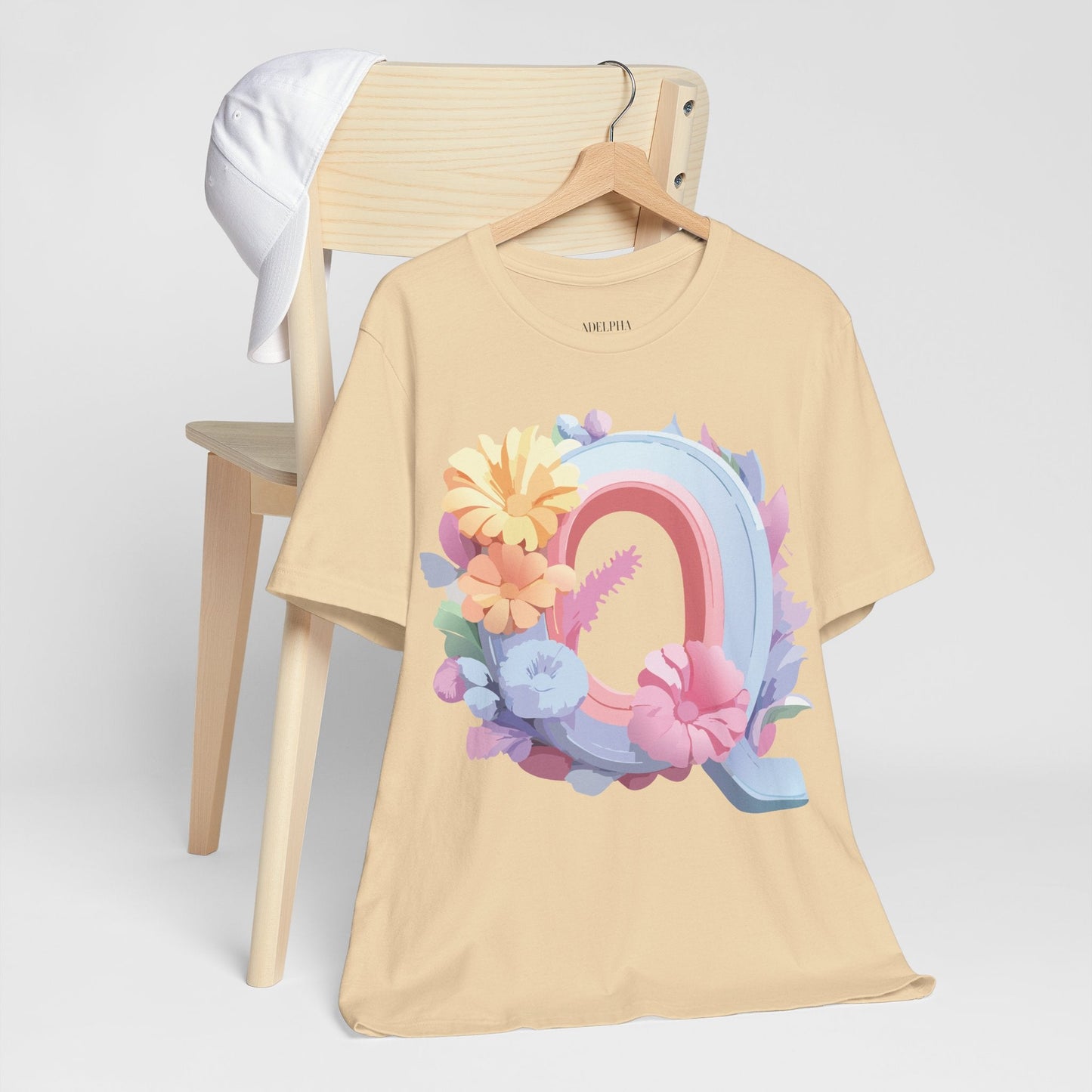 Unisex Letter Q Graphic Tee By Adelpha Vintage Inspired Art Design Short Sleeve Shirt