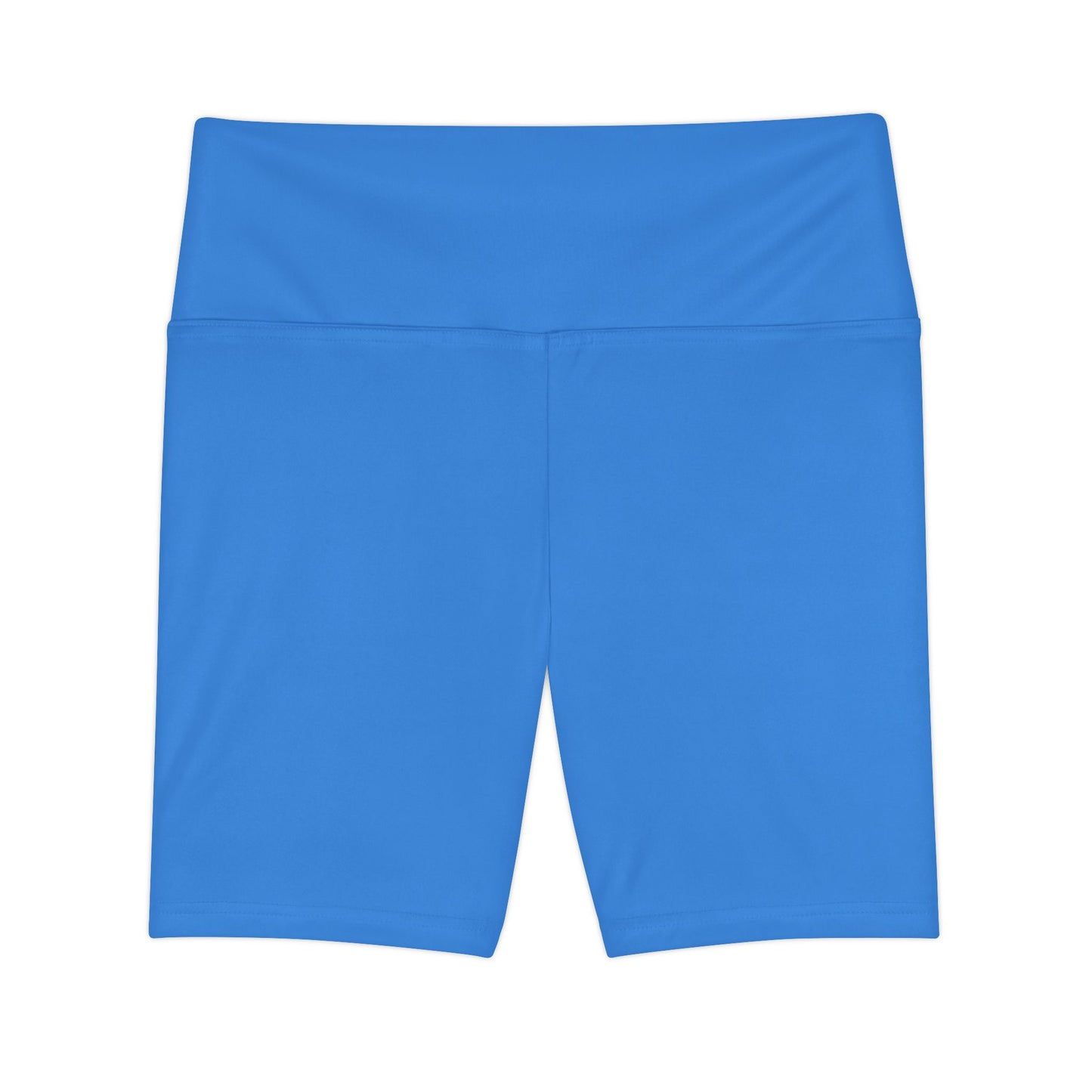 Bright Ocean Blue Women's Workout Shorts — Solid High-Waist Biker Shorts for Exercise & Everyday Wear