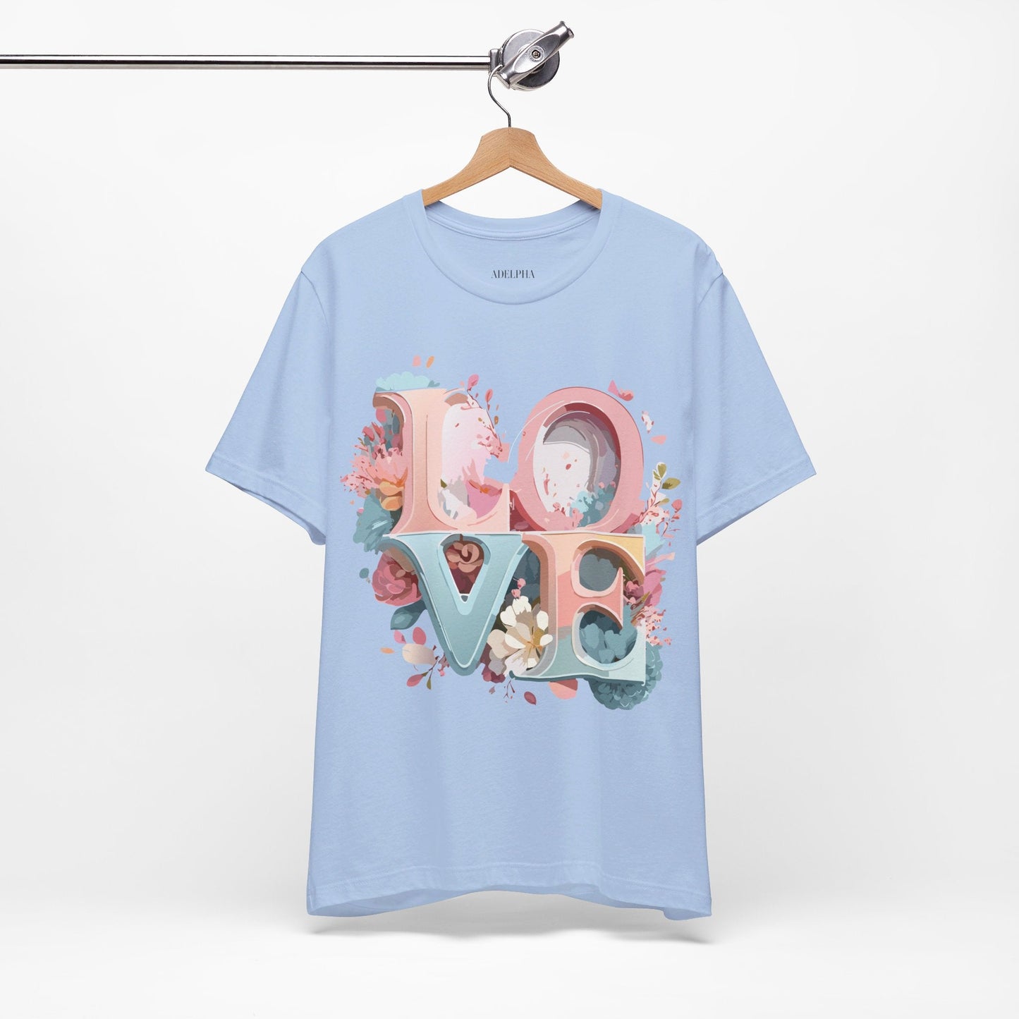 Valentine Day Graphic Unisex 100 Cotton Vintage Artwork with Love and Flower Design Tee 47