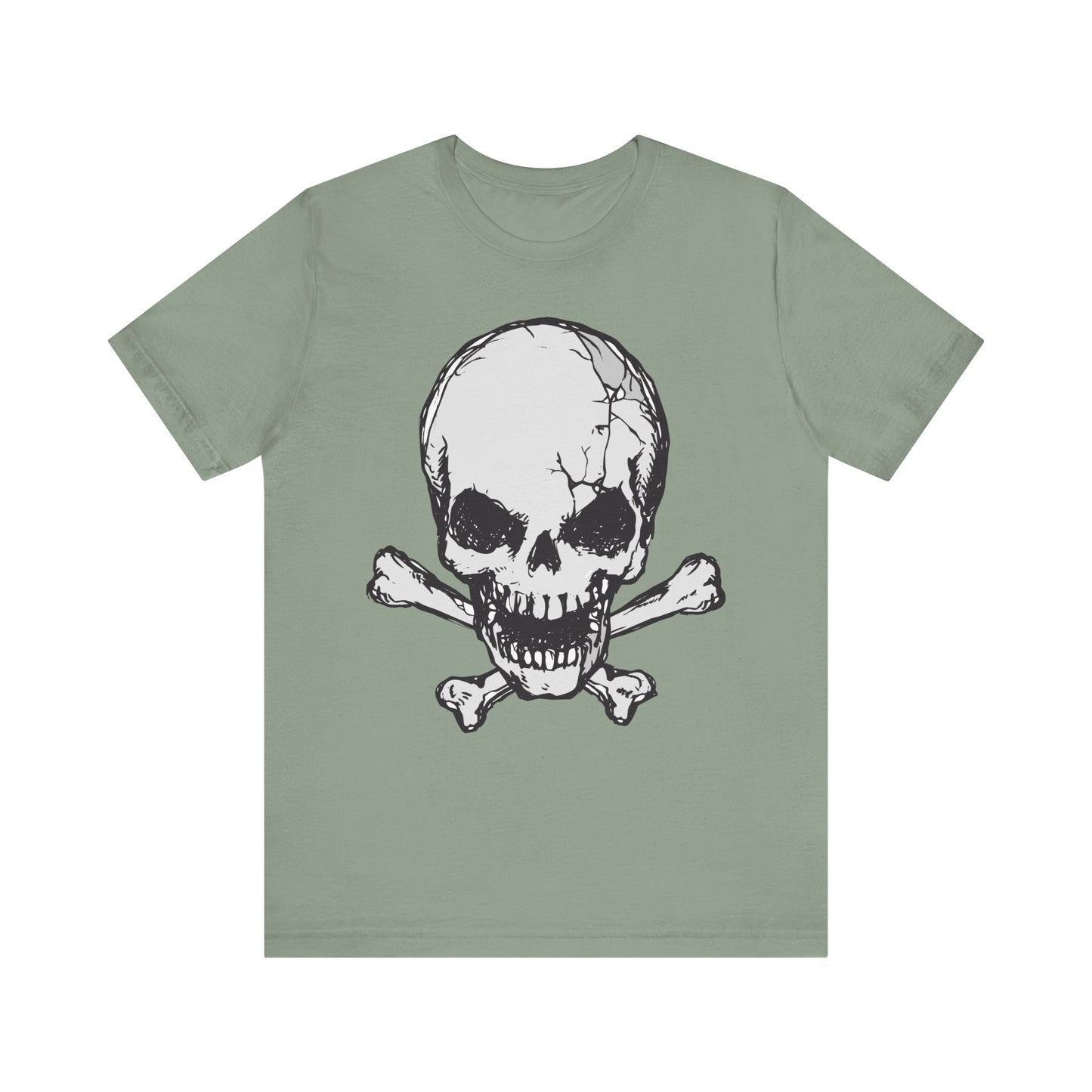 Grey Skull Graphic Design Tee, Skull Shirt, Vintage Tees, Art Design T-Shirt, Vintage Graphic Tee, Art Shirts with Skulls
