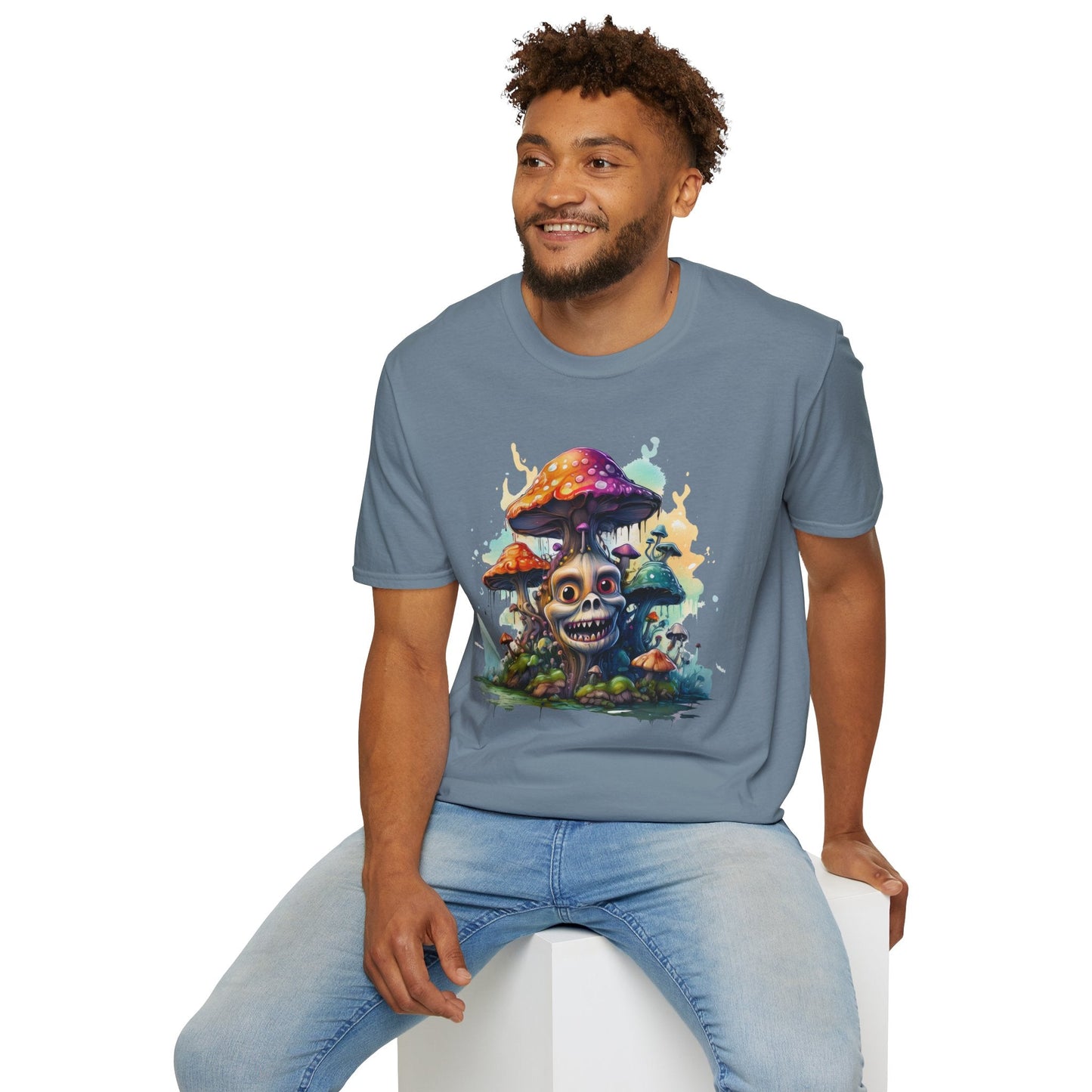 Funny Mashroom Graphic Unisex Softstyle Cotton With Cartoon Illustration Design 6