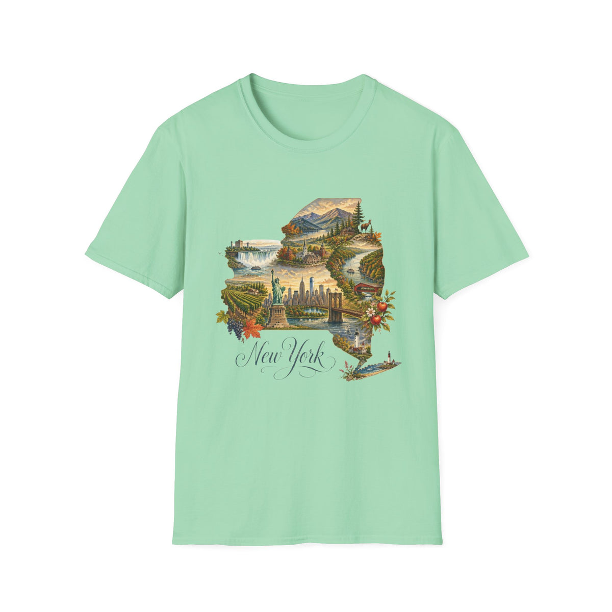 New York State Travel Tourist Graphic Design Unisex 100 Cotton Gildan T-Shirt