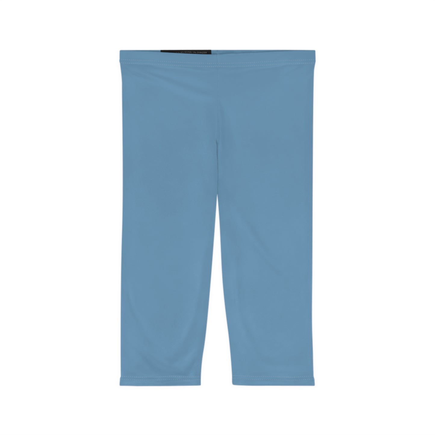 Steel Ice Blue Color Women's Brushed Suede Poly Span Casual Capri Leggings XS-2XL