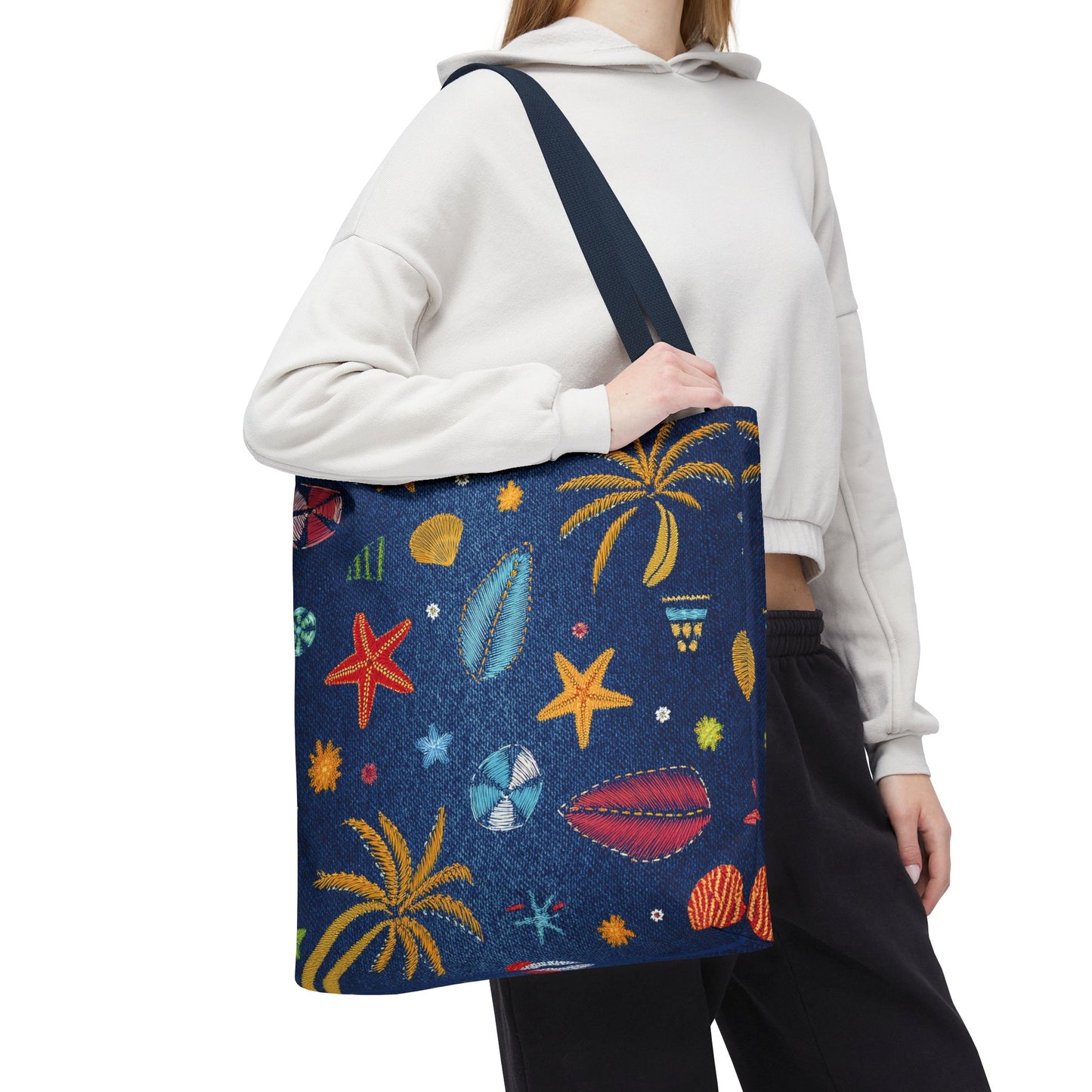 Denim Fabric Imitation Print Unisex Canvas Bag Poly Spun 3 Sizes Tote Bag 182-12