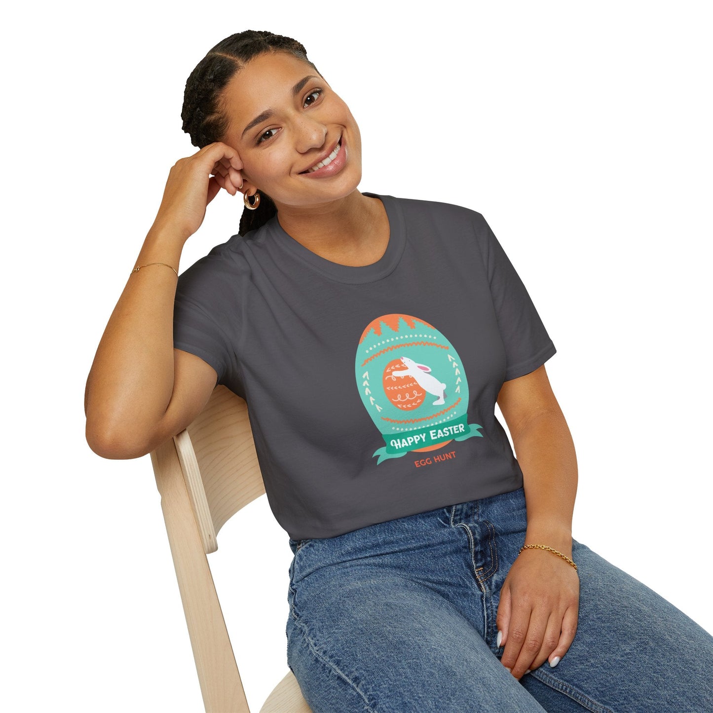 Easter Egg T Shirt Unisex Softstyle Tee With Easter Signature Design 100 Percent Ring Spun Cotton