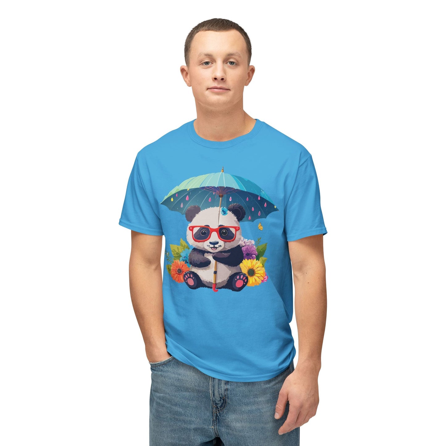 Panda Art T Shirt Unisex HD Cotton Tee With Floral Print Panda Design USA Printed Now