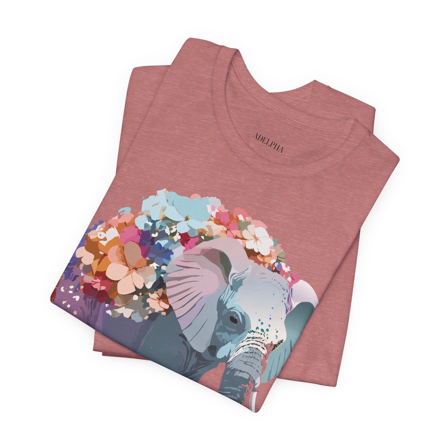 Adelpha Elephant Graphic Tee Unisex Short Sleeve Vintage Inspired Art Design Collection