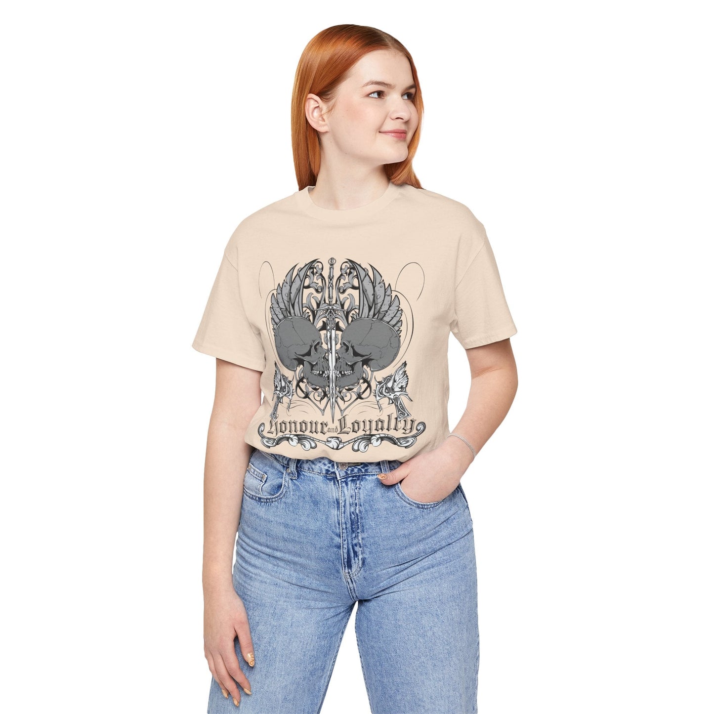 Honor Loyalty crest tee Gothic heraldry skulls wings emblem Art-48