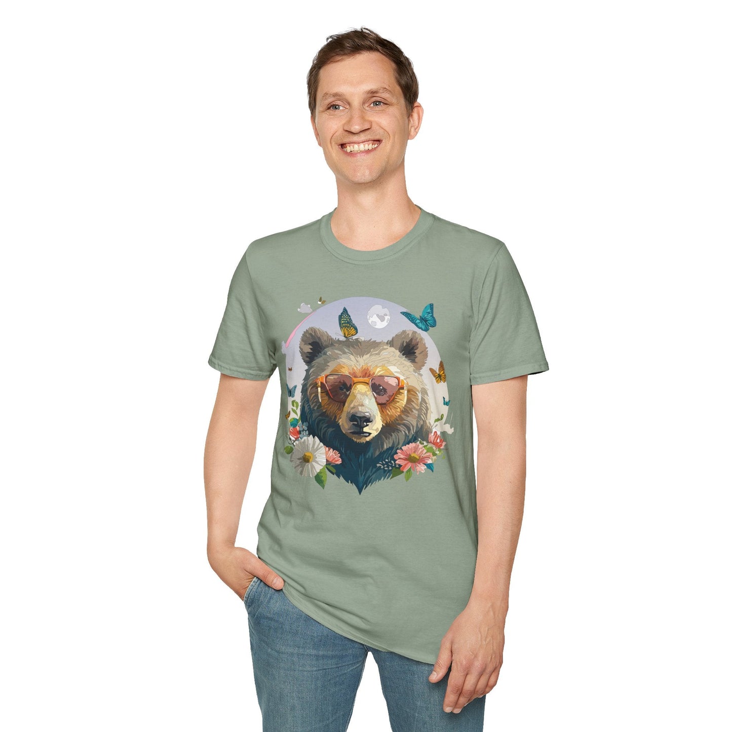 Bear T Shirt Unisex Softstyle Tee 100 Percent Ring Spun Cotton Gildan 64000 Comfortable Wear