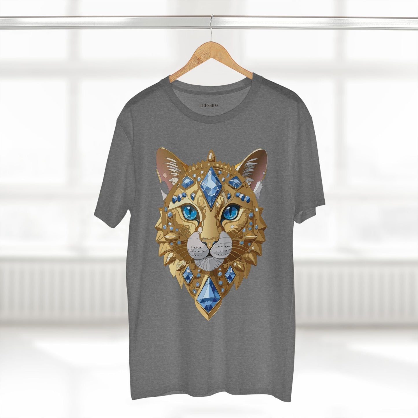 Cat Graphic Unisex 100 Cotton Tee With Unique Animal Golden Medallion Art Design 12