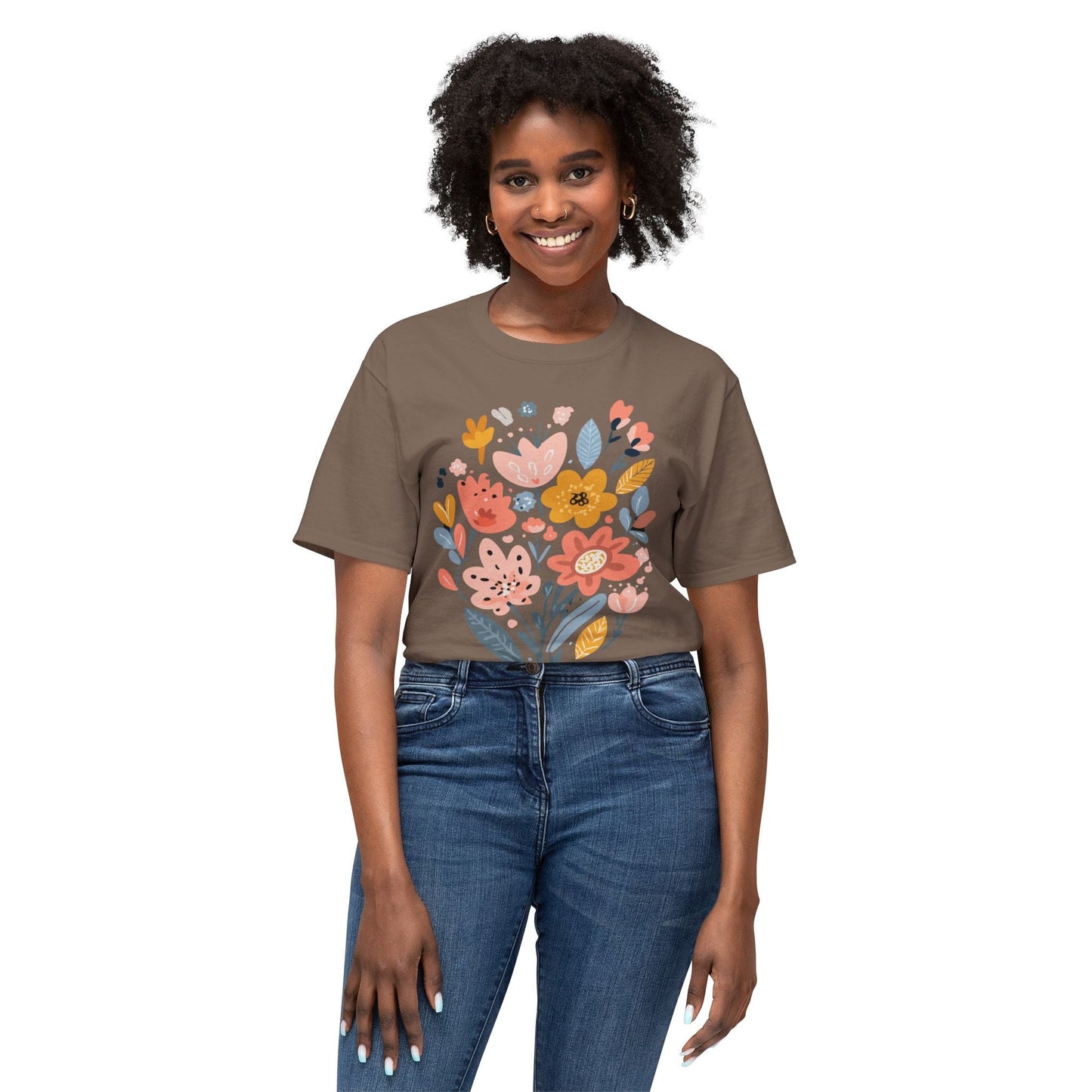 Unisex HD Cotton Floral Art Print T Shirt With Vintage Flowers Design Tee Premium Quality