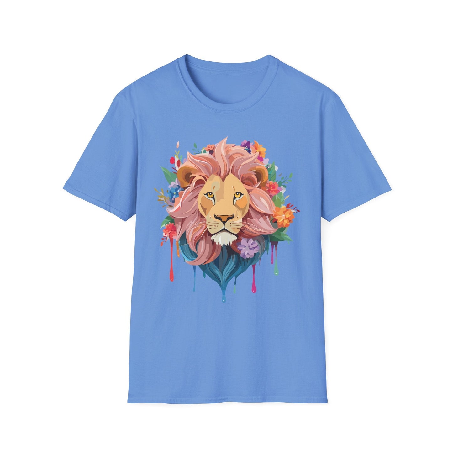 Lion Shirt Unisex Floral Lion Tee Animal Print Softstyle Tee