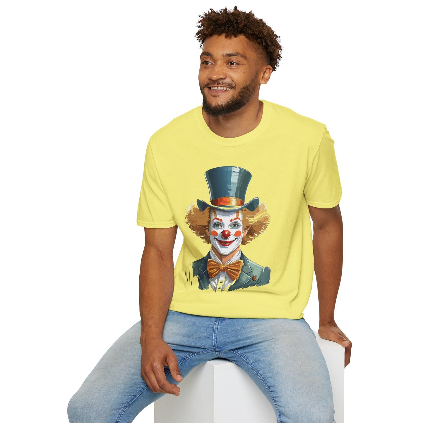 Funny Clown Shirt Unisex T Shirt Circus Style Tee With Scary Man Artwork Gildan 64000