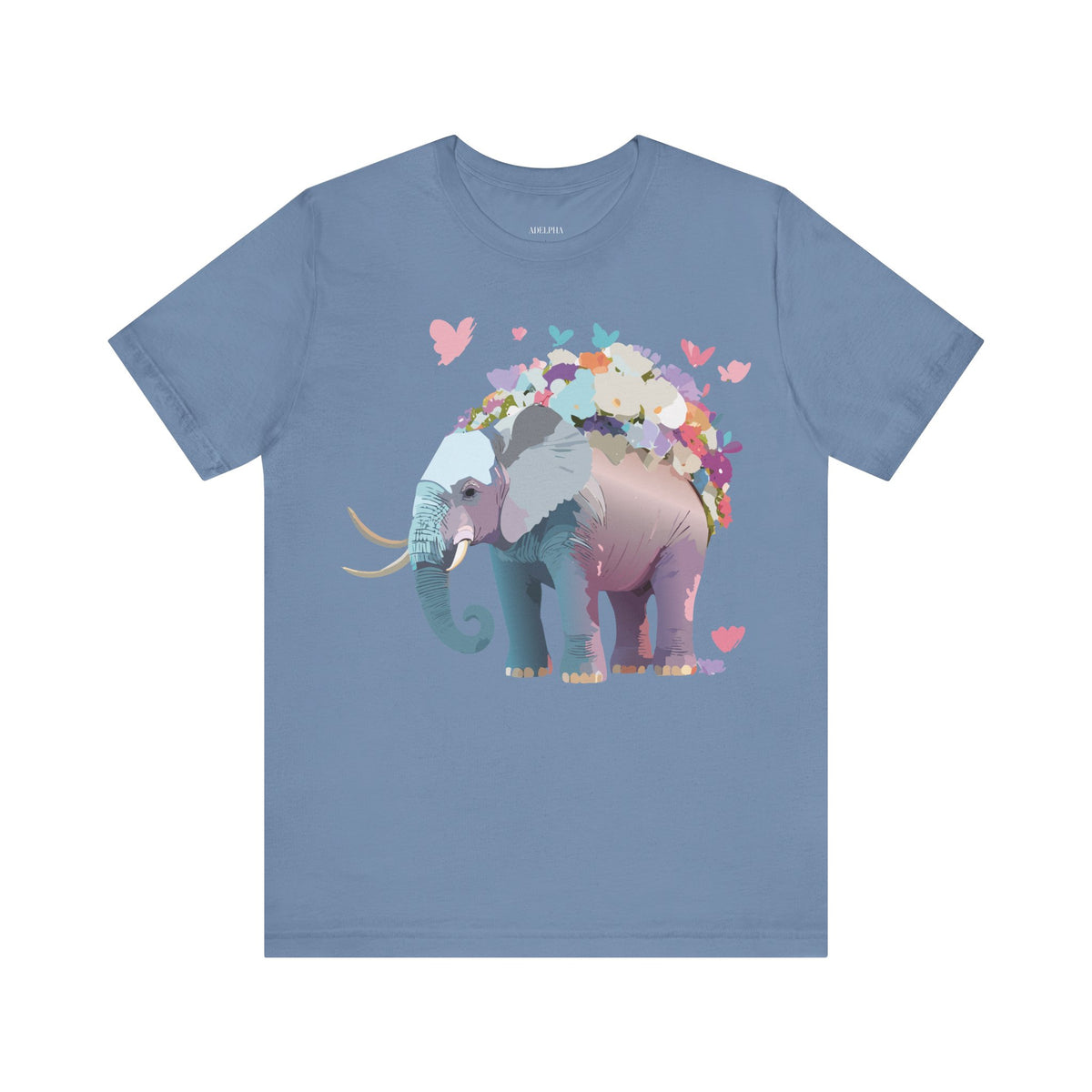 Elephant Graphic Unisex Cotton Bella+Canvas Tee with Art Animal Design e136