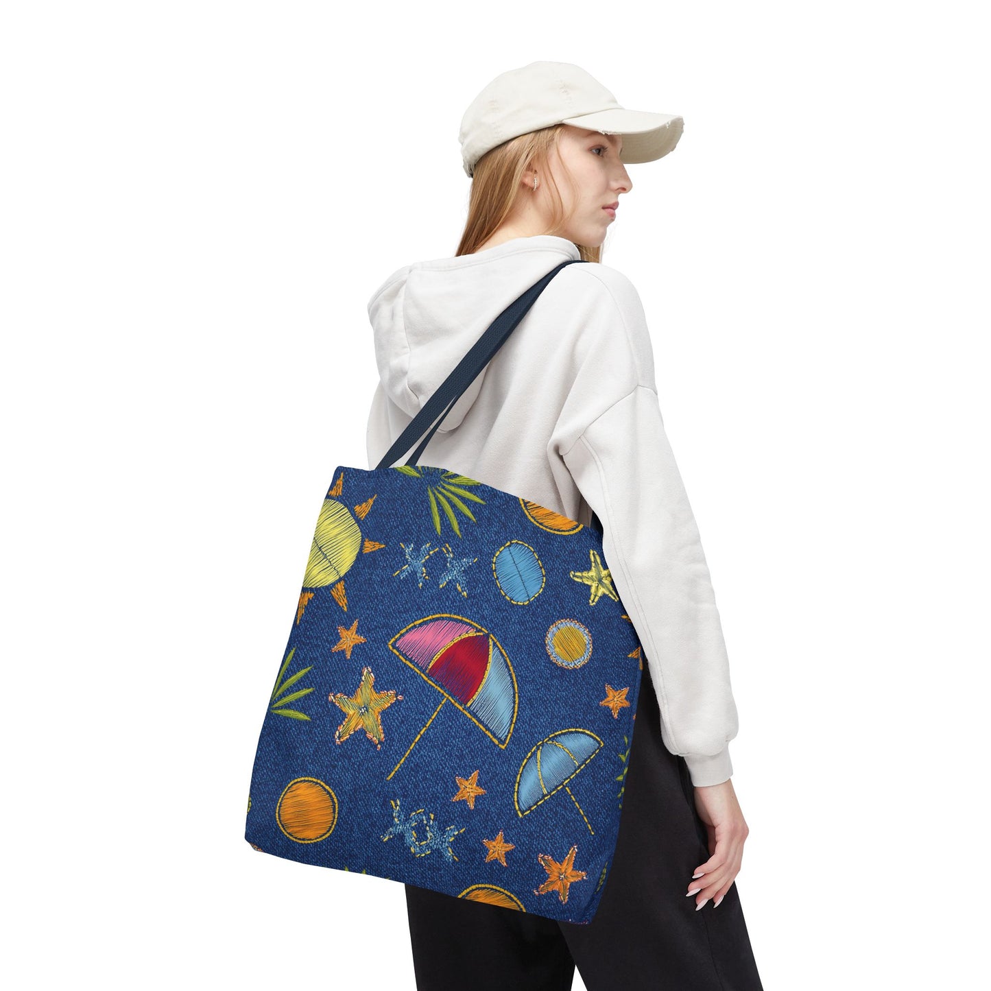 Denim Fabric Imitation Print Unisex Canvas Bag Poly Spun 3 Sizes Tote Bag 182-11