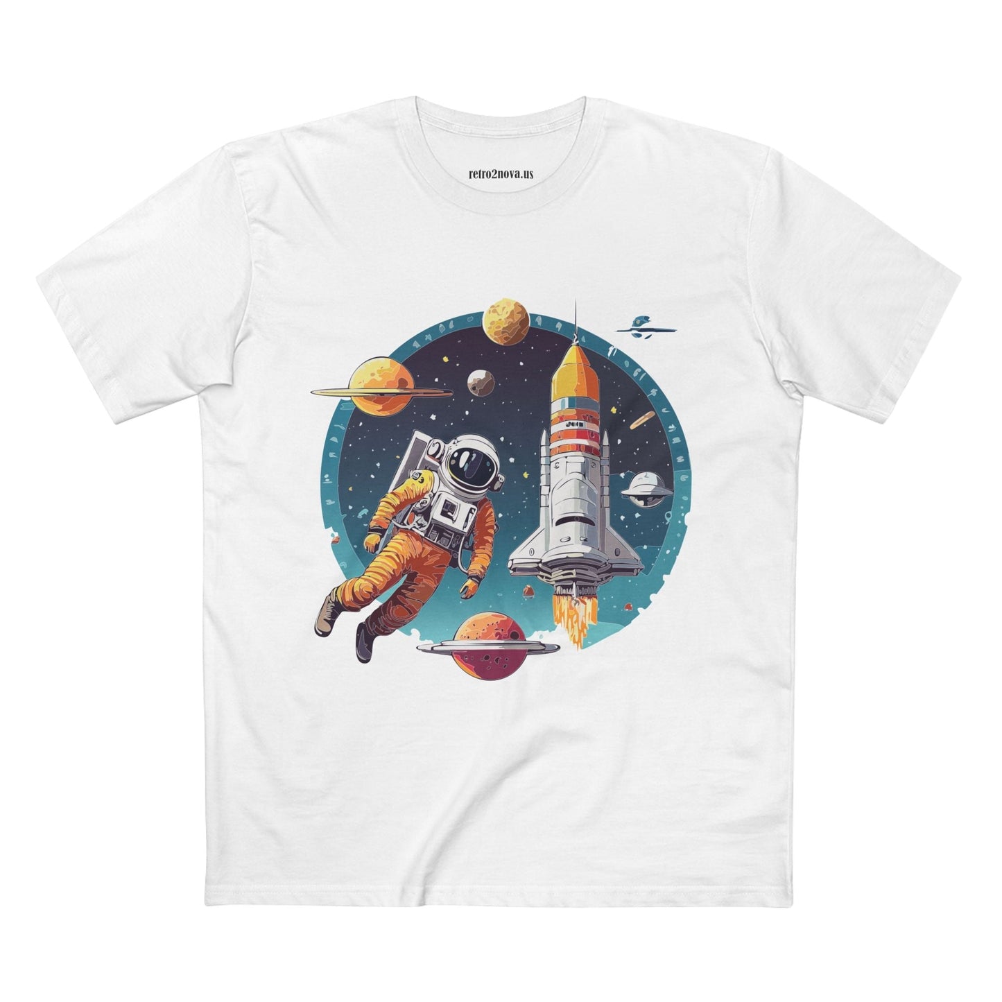 Cosmos Astronaut Shirt Unisex Premium Cotton Tee With Original Art Design Retro2Nova Art Collection