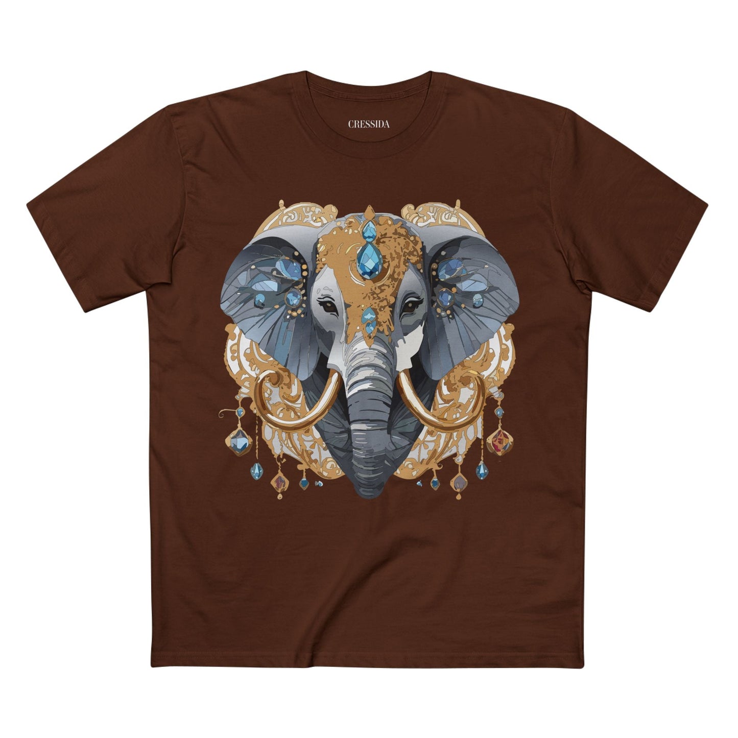 Elephant Graphic Unisex 100 Cotton Tee With Unique Animal Golden Medallion Art Design 39