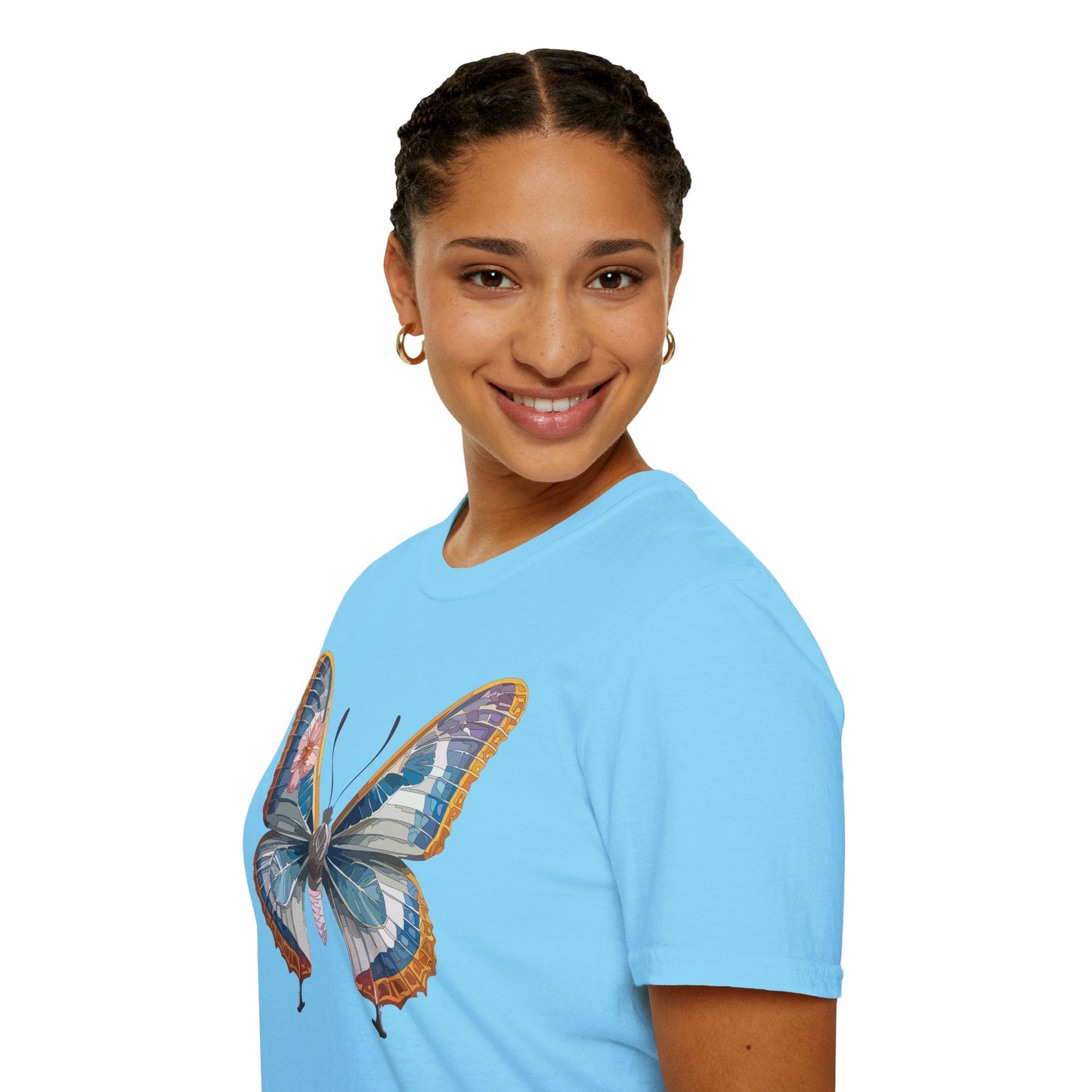 Unisex Butterfly Shirt Softstyle Tee 100 Percent Ring Spun Cotton Monarch Print Tee