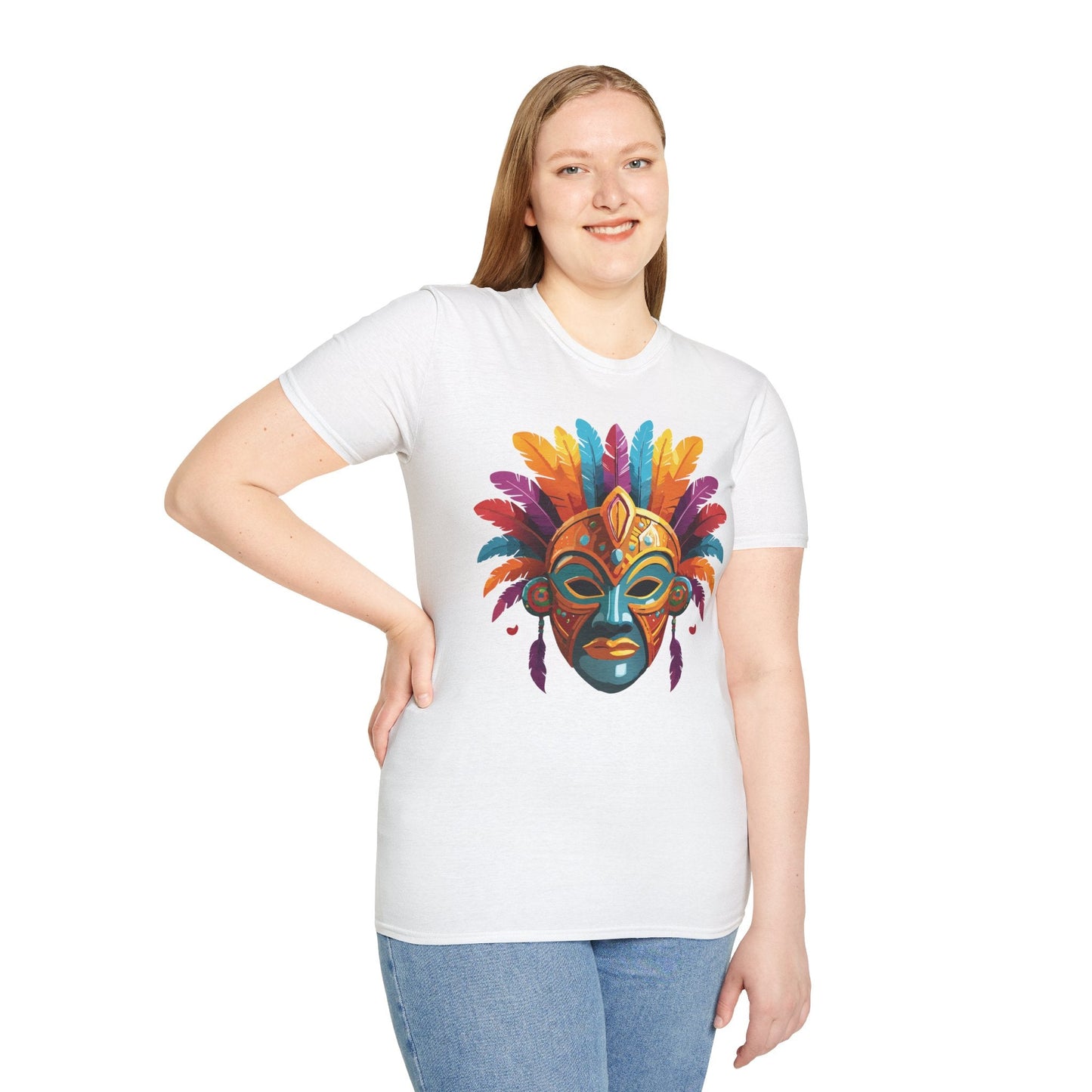 Unisex Gildan Mask T Shirt Softstyle 64000 With Art Design Lightweight Cotton Tee