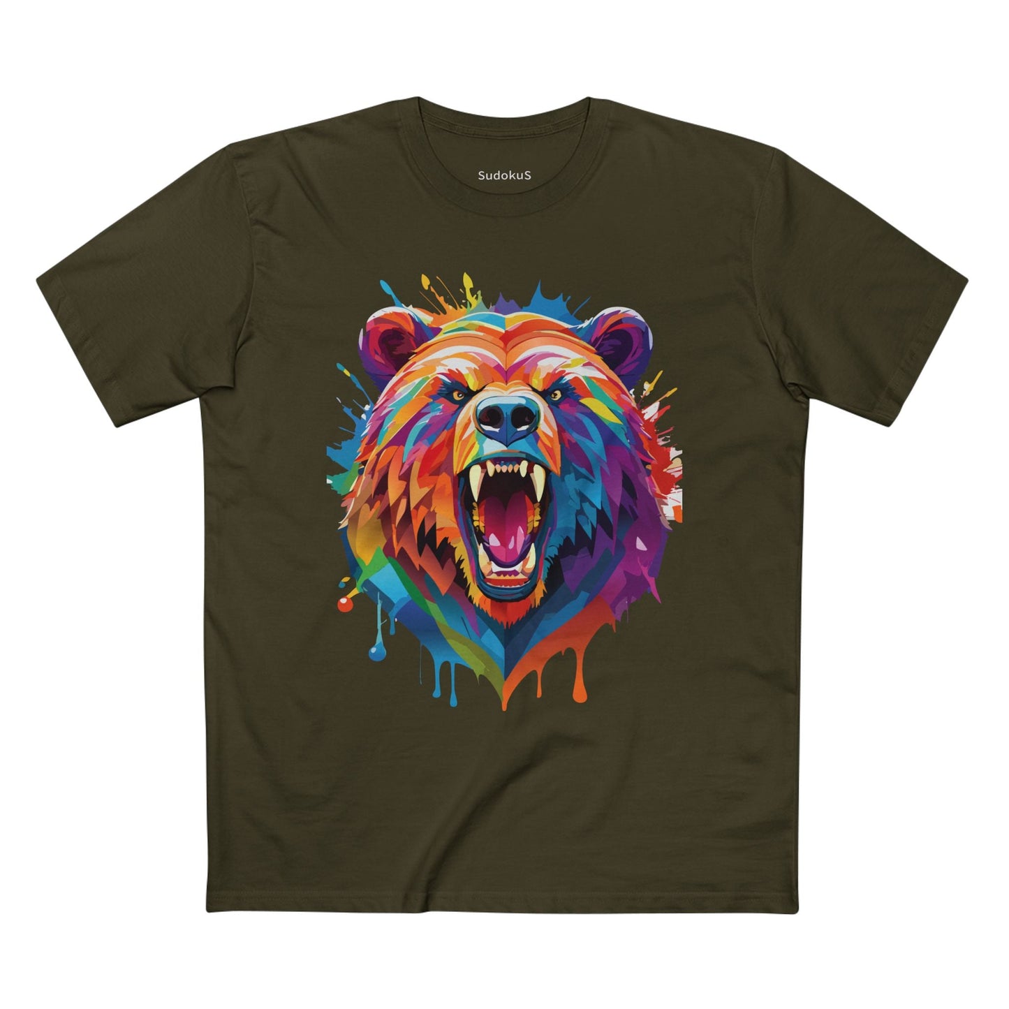 Bear Graphic Unisex 100 Cotton Staple Tee with Animal Design Artwork 13