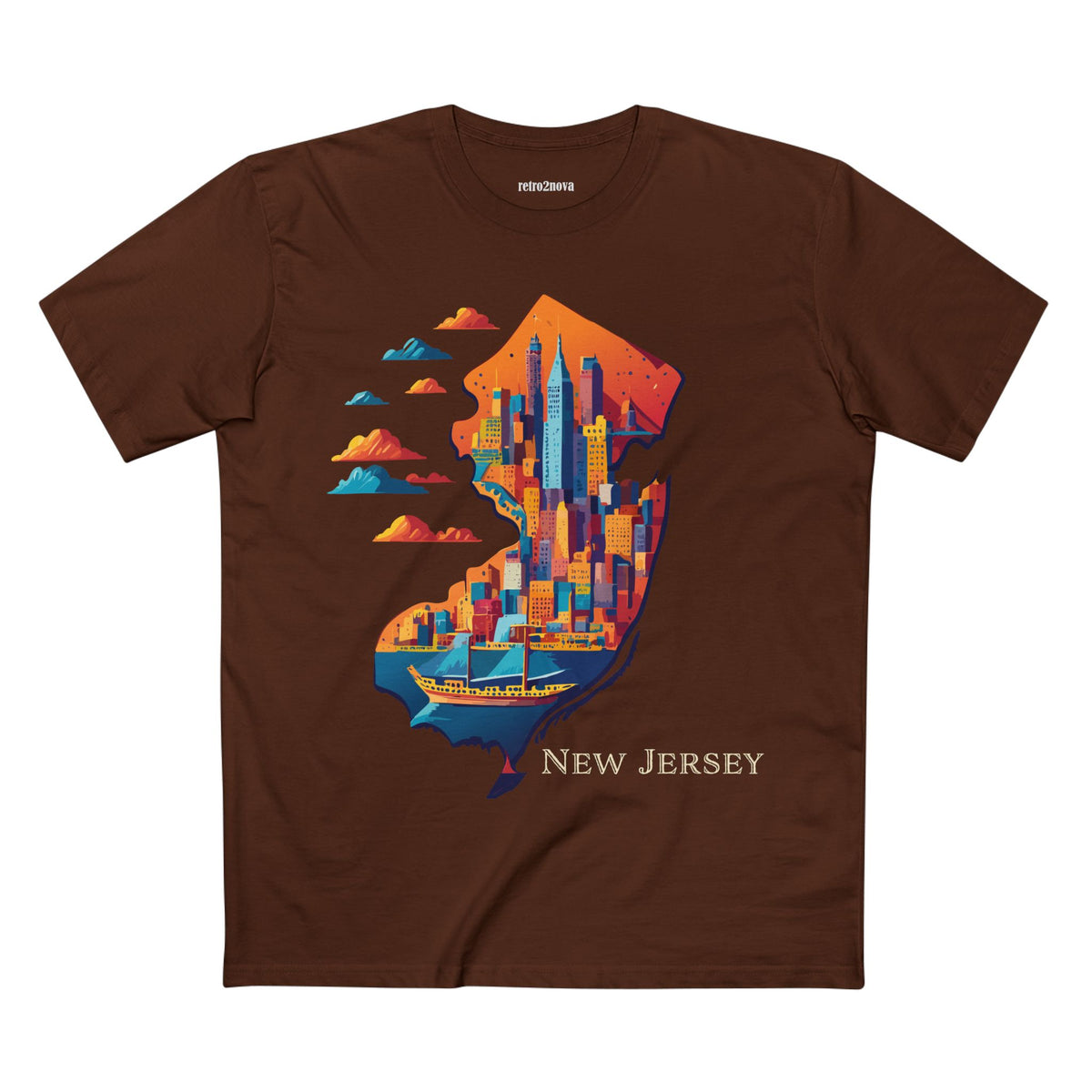 New Jersey Skyline silhouette T-Shirt | State Outline Cityscape Tee