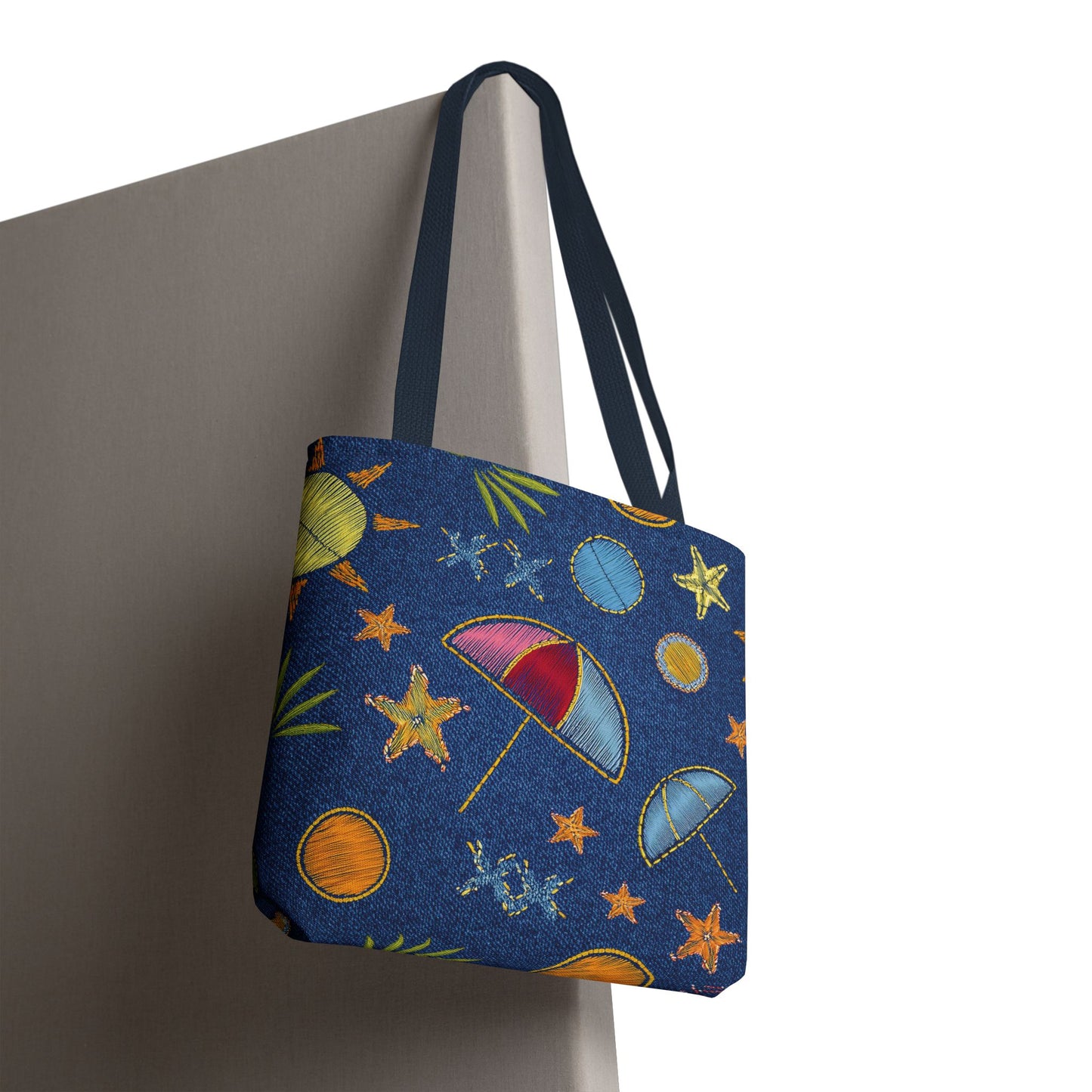 Denim Fabric Imitation Print Unisex Canvas Bag Poly Spun 3 Sizes Tote Bag 182-11