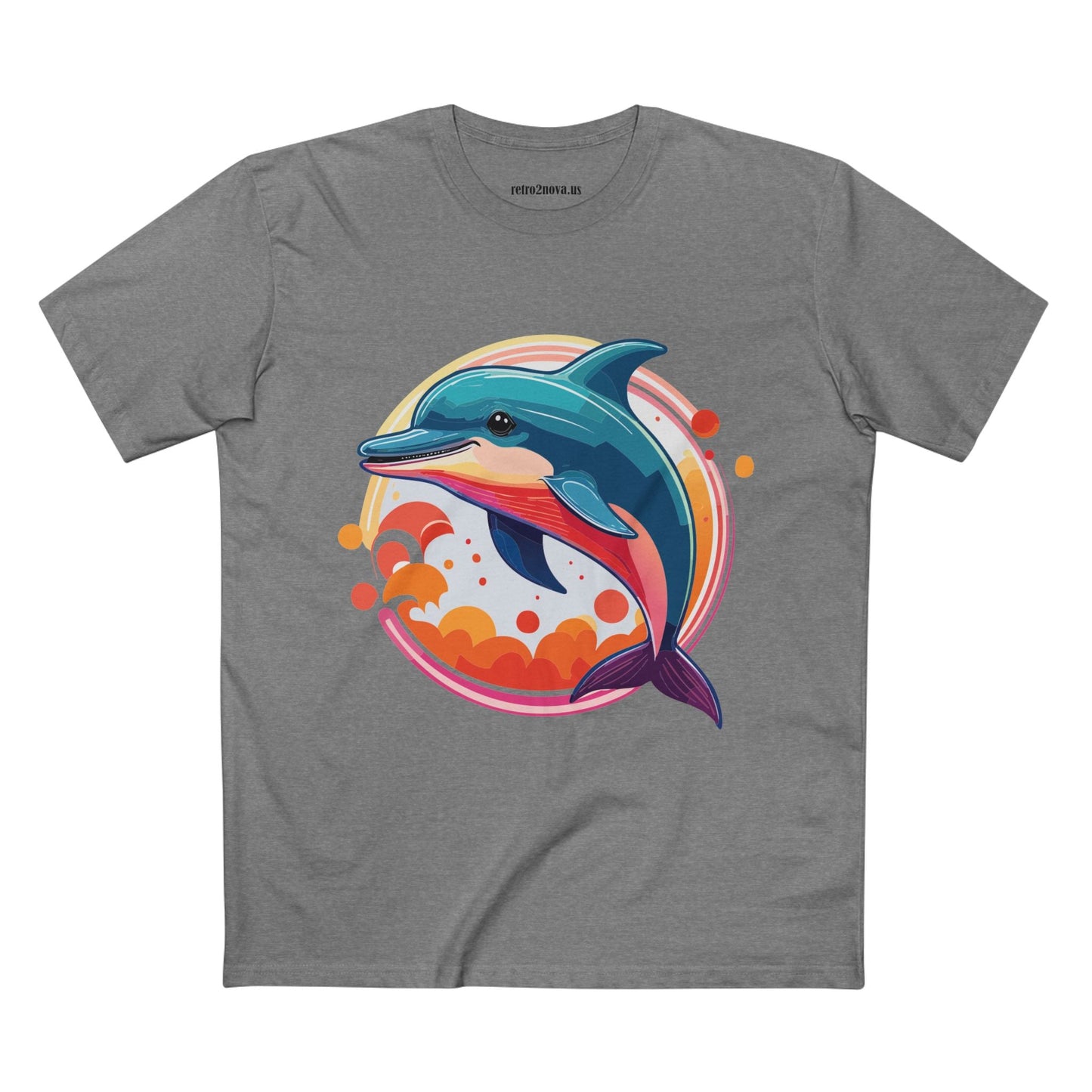 Dolphin Art Shirt Unisex Premium Cotton Tee By Retro2Nova Original Ocean Animal Design For Everyday Comfort
