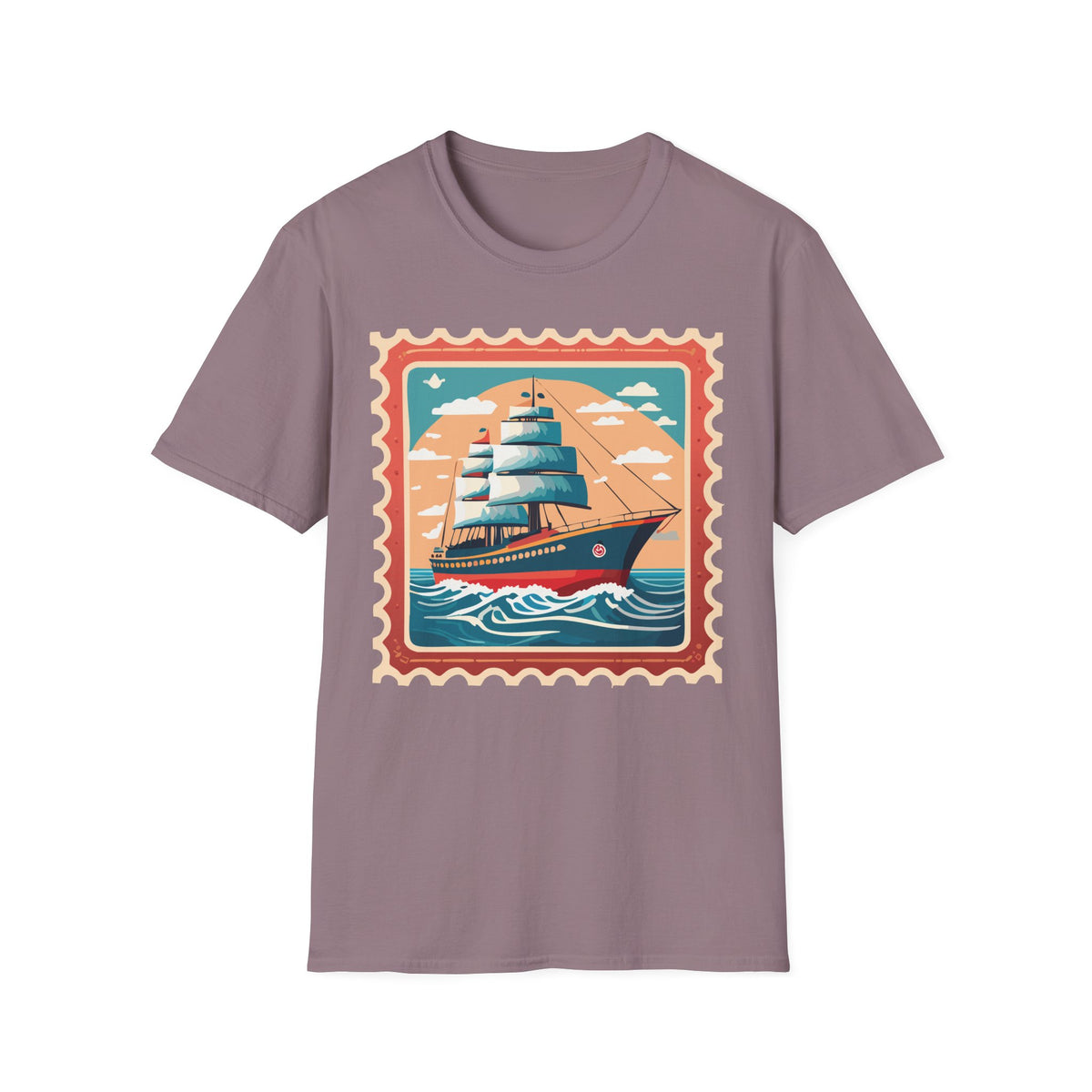 Vintage Sailing Ship T-Shirt | Retro Ocean Stamp Graphic Tee