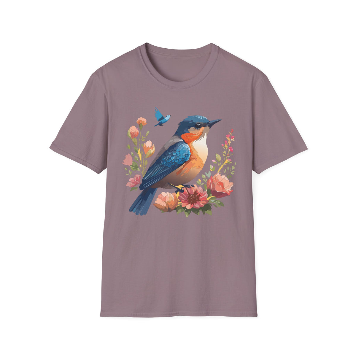 Colorful Kingfisher Bird T-Shirt | Floral Watercolor Nature Design
