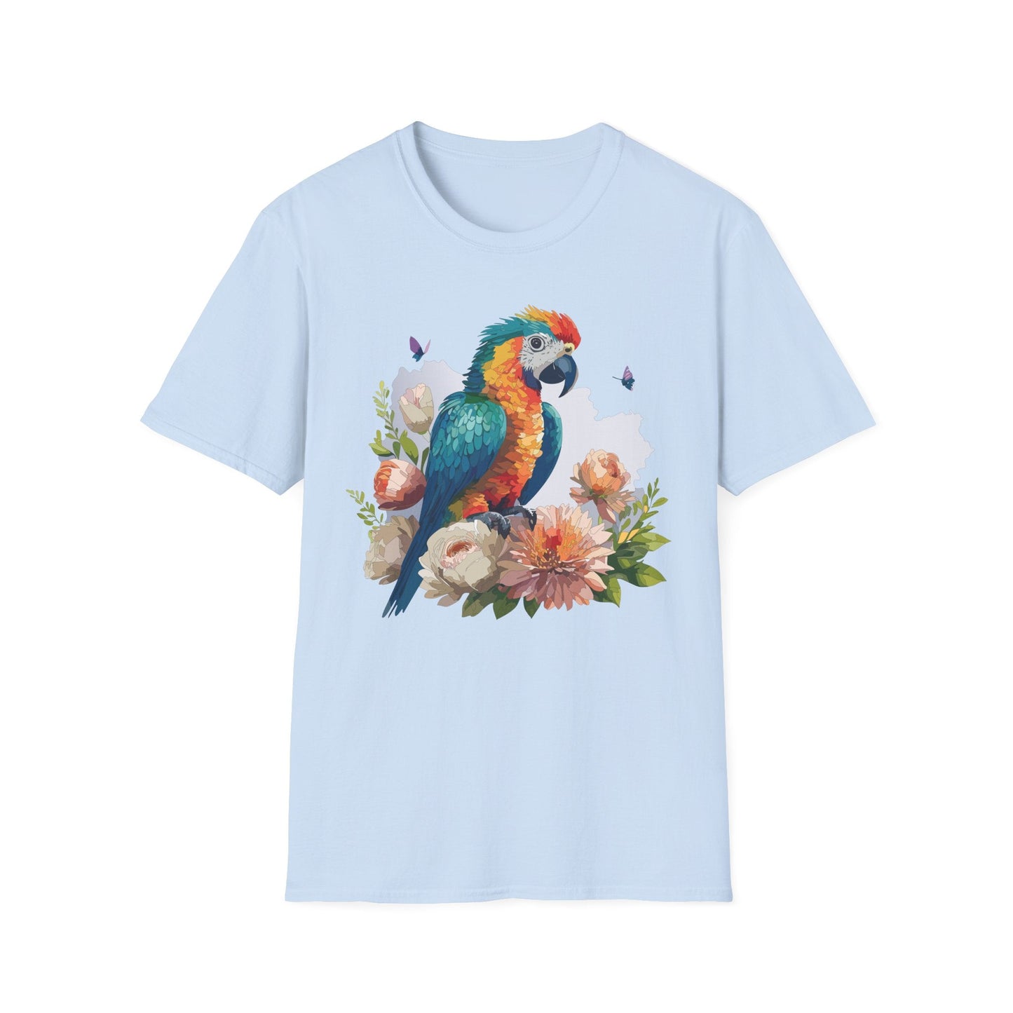 Bird T Shirt Floral Bird Print Unisex Softstyle Cotton Tee Animal Graphic Tee For Everyday Wear