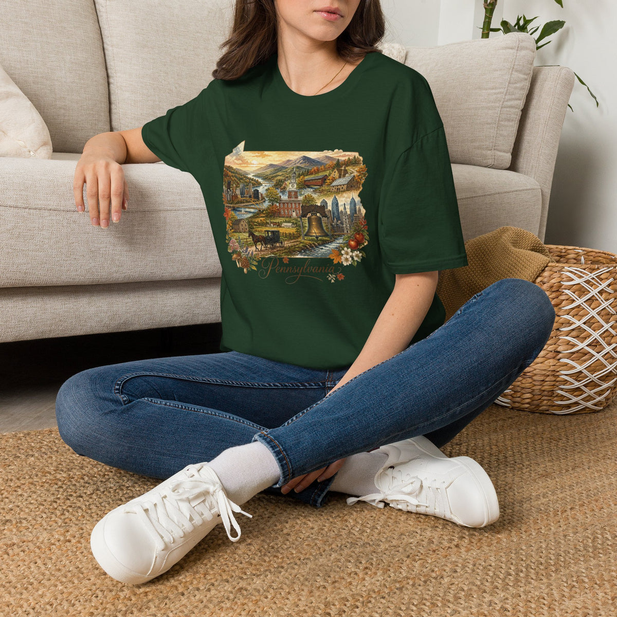 Pennsylvania State Travel Tourist Graphic Design Unisex 100 Cotton Gildan T-Shirt