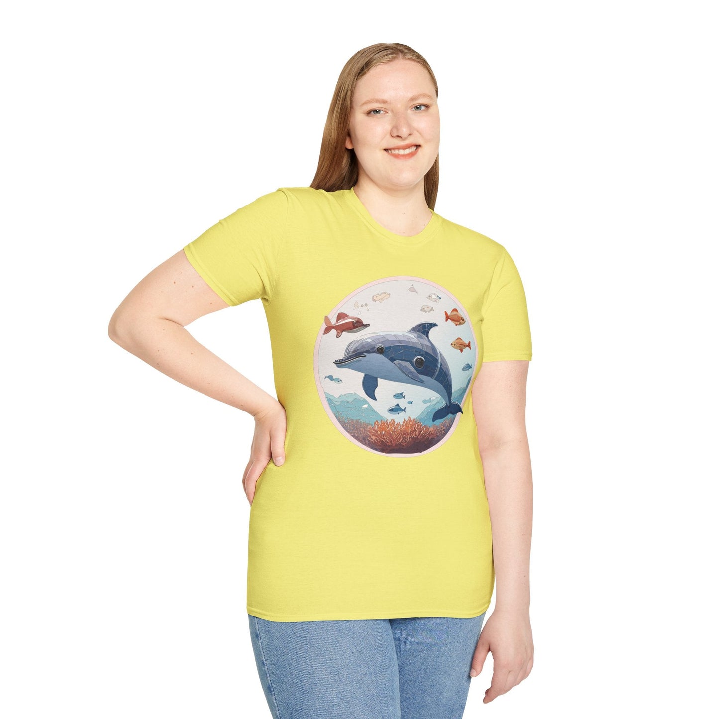 Dolphin Shirt Unisex Softstyle Tee One Hundred Percent Ring Spun Cotton Lightweight Comfort