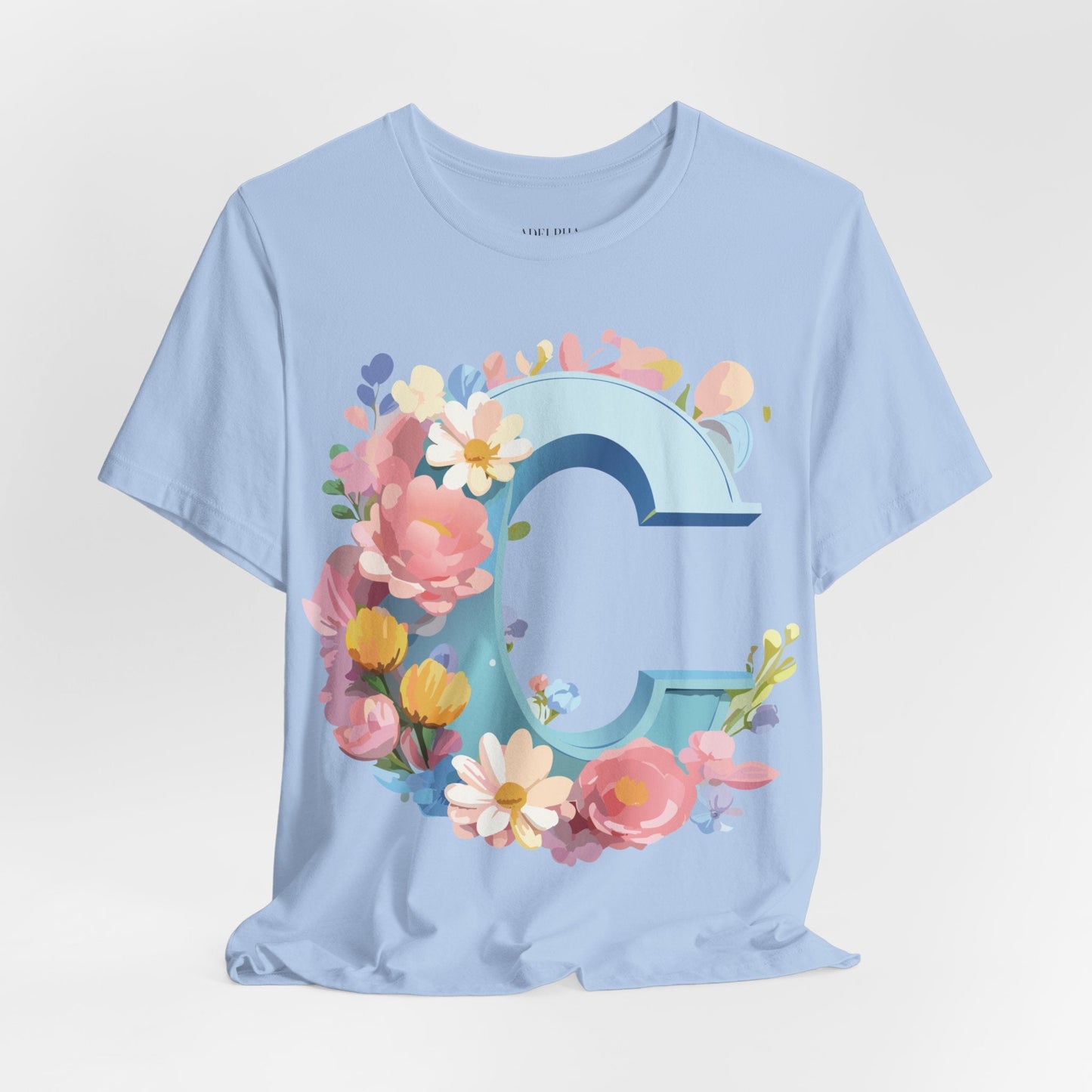 Letter C Shirt Graphic Tee Unisex Short Sleeve Vintage Art Adelpha Premium Quality