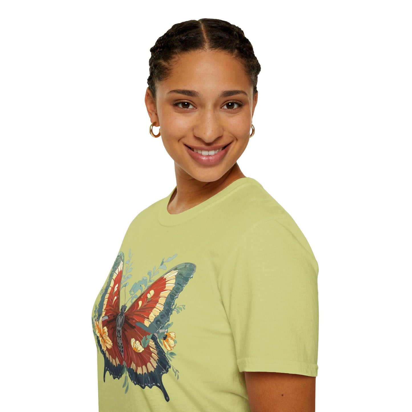 Butterfly T Shirt Unisex Gildan Softstyle 64000 Comfort Monarch Design 100 Percent Cotton