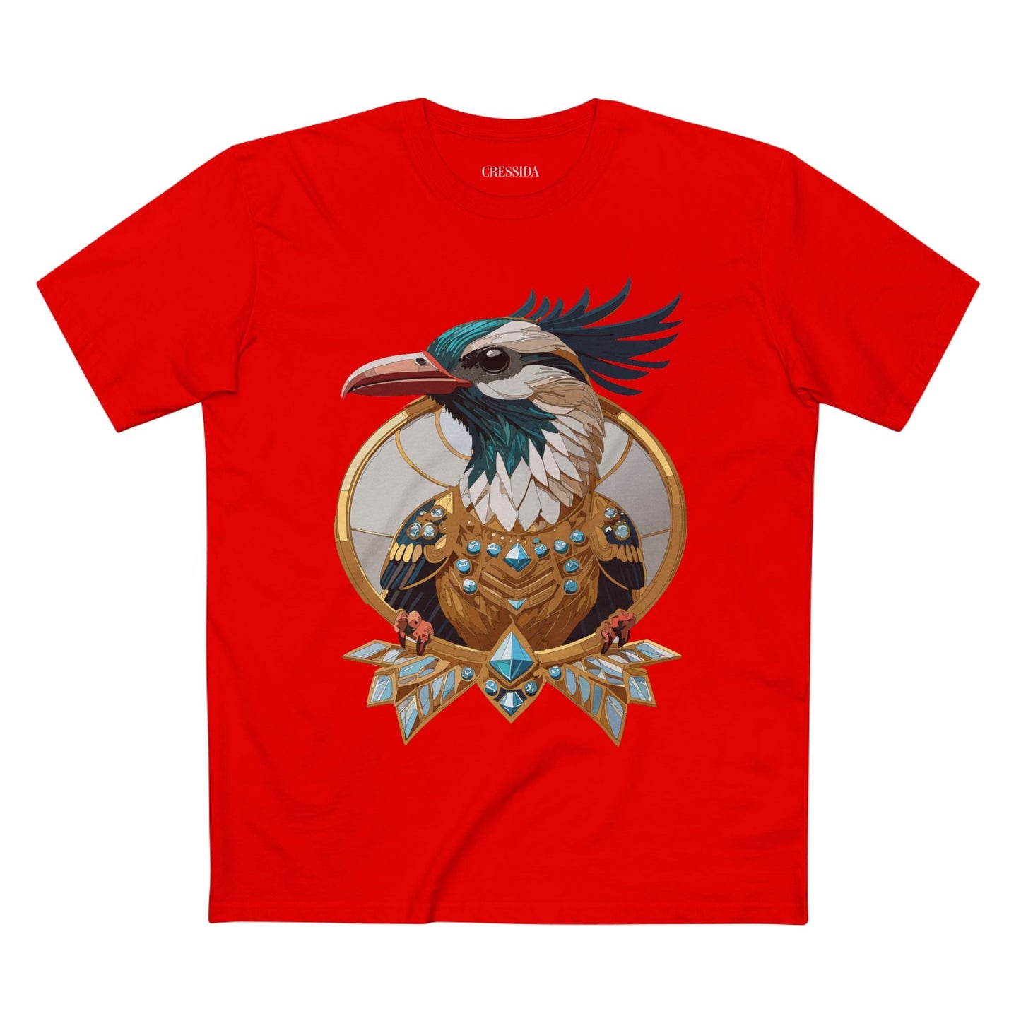Bird Graphic Unisex 100 Cotton Tee With Unique Animal Golden Medallion Art Design 19