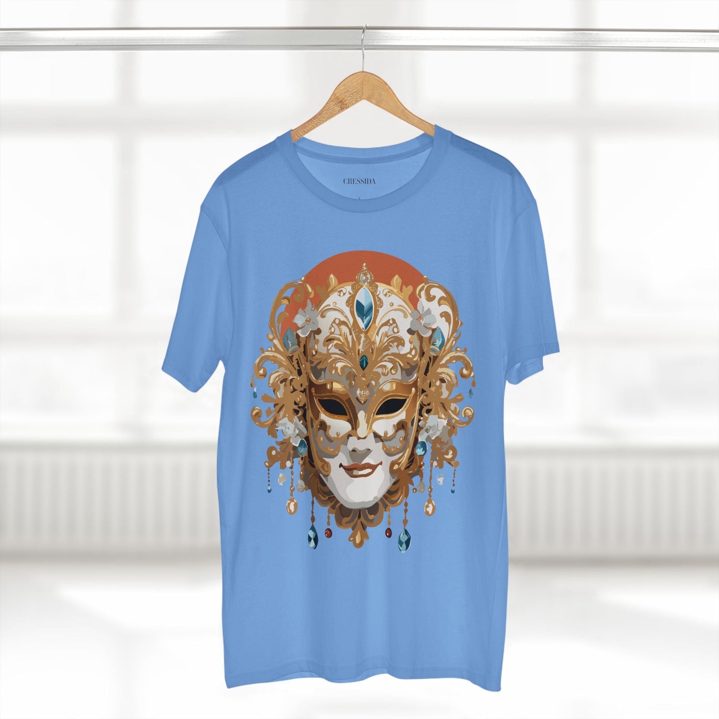 Carnival Mask Graphic T-Shirt Unisex 100 Cotton With Antique Gold Art Design Tee 2