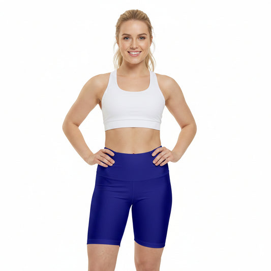True Navy Women's Workout Shorts — Solid High-Waist Biker Shorts for Exercise & Everyday Wear