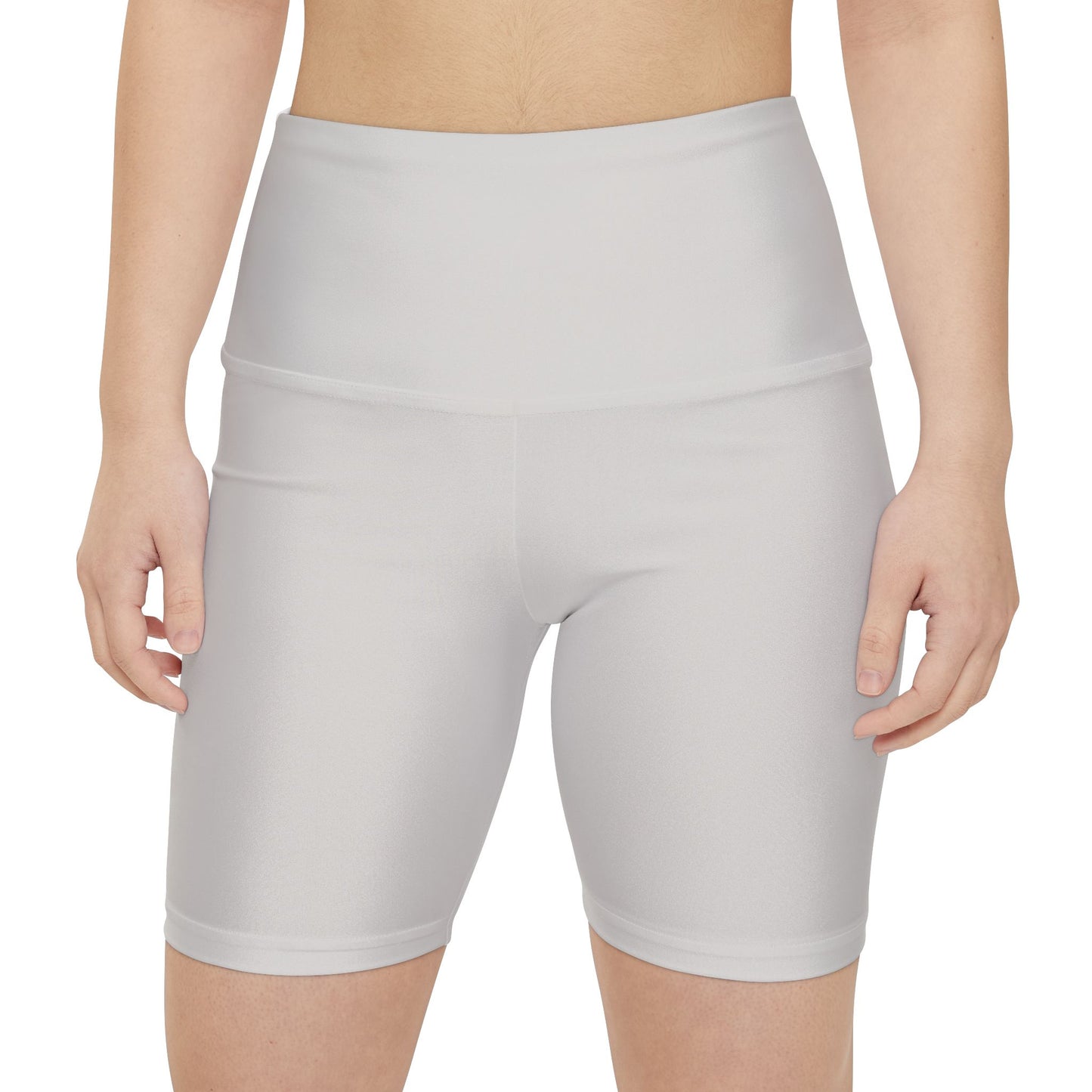 Dust Grey Women's High-Waist Workout Shorts — Plain AOP Biker Briefs