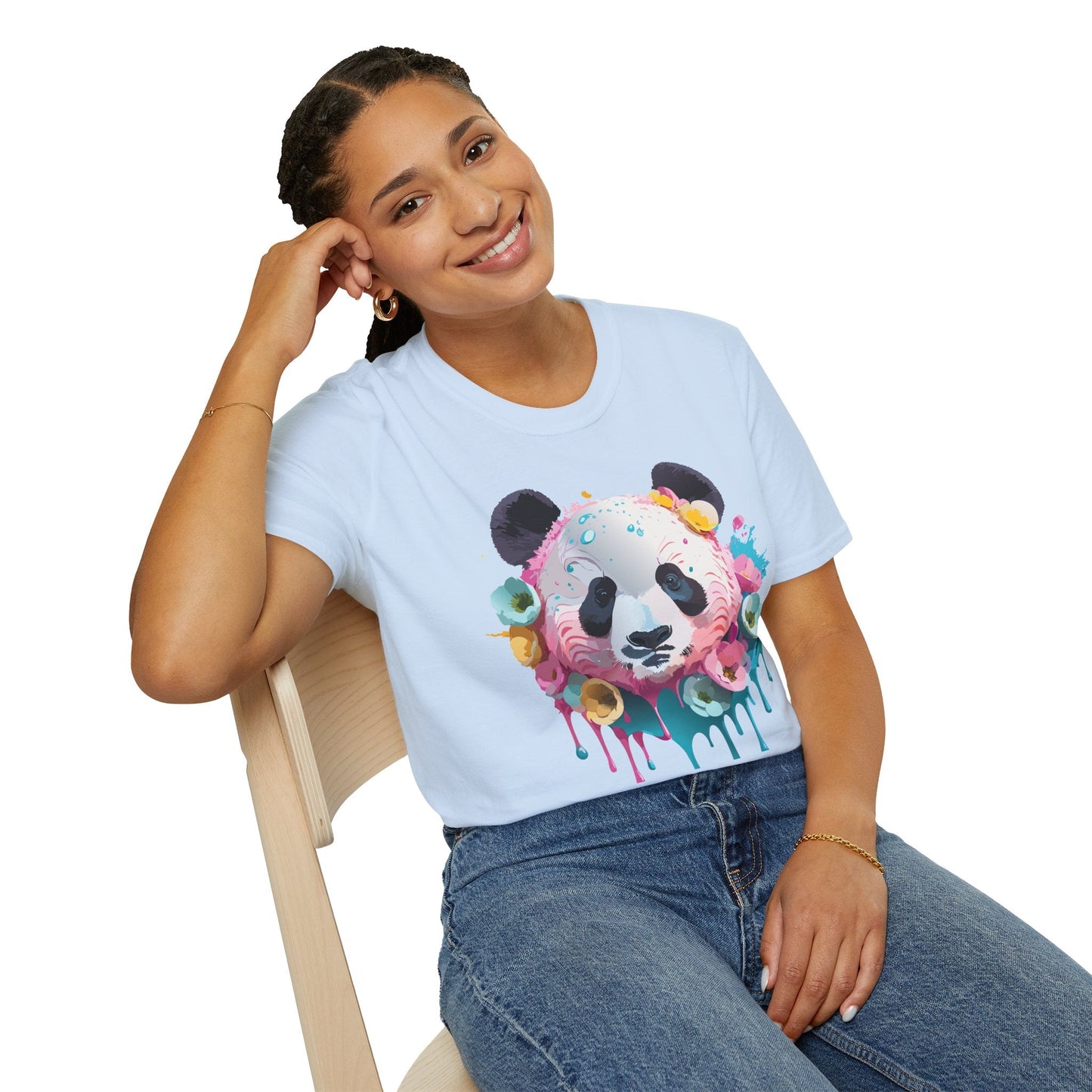 Panda Shirt Unisex T Shirt Graphic Tee Animal Print Gildan Softstyle 64000 100 Percent Cotton