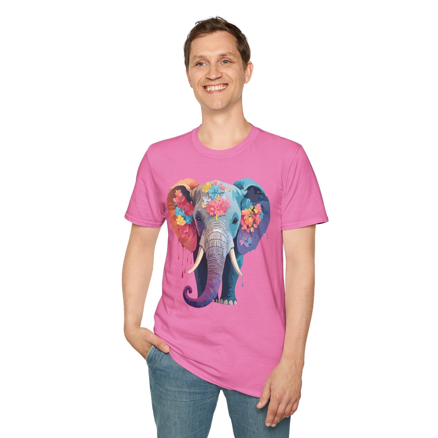 Unisex Elephant T Shirt Gildan SoftStyle 64000 100 Percent Ring Spun Cotton Tee Shirt