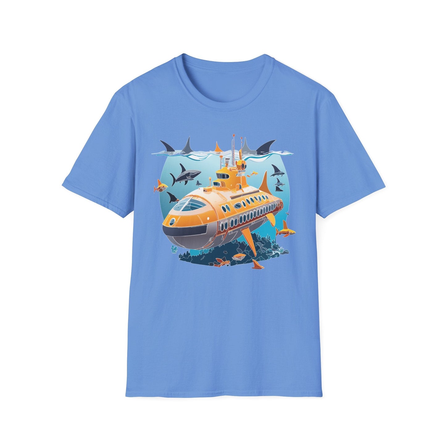 Ocean Themed Unisex Gildan Softstyle 64000 Short Sleeve T Shirt With Ocean Art Design
