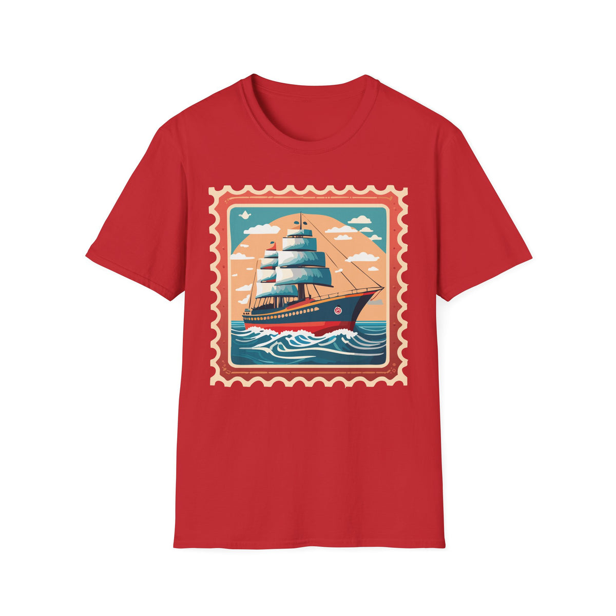 Vintage Sailing Ship T-Shirt | Retro Ocean Stamp Graphic Tee