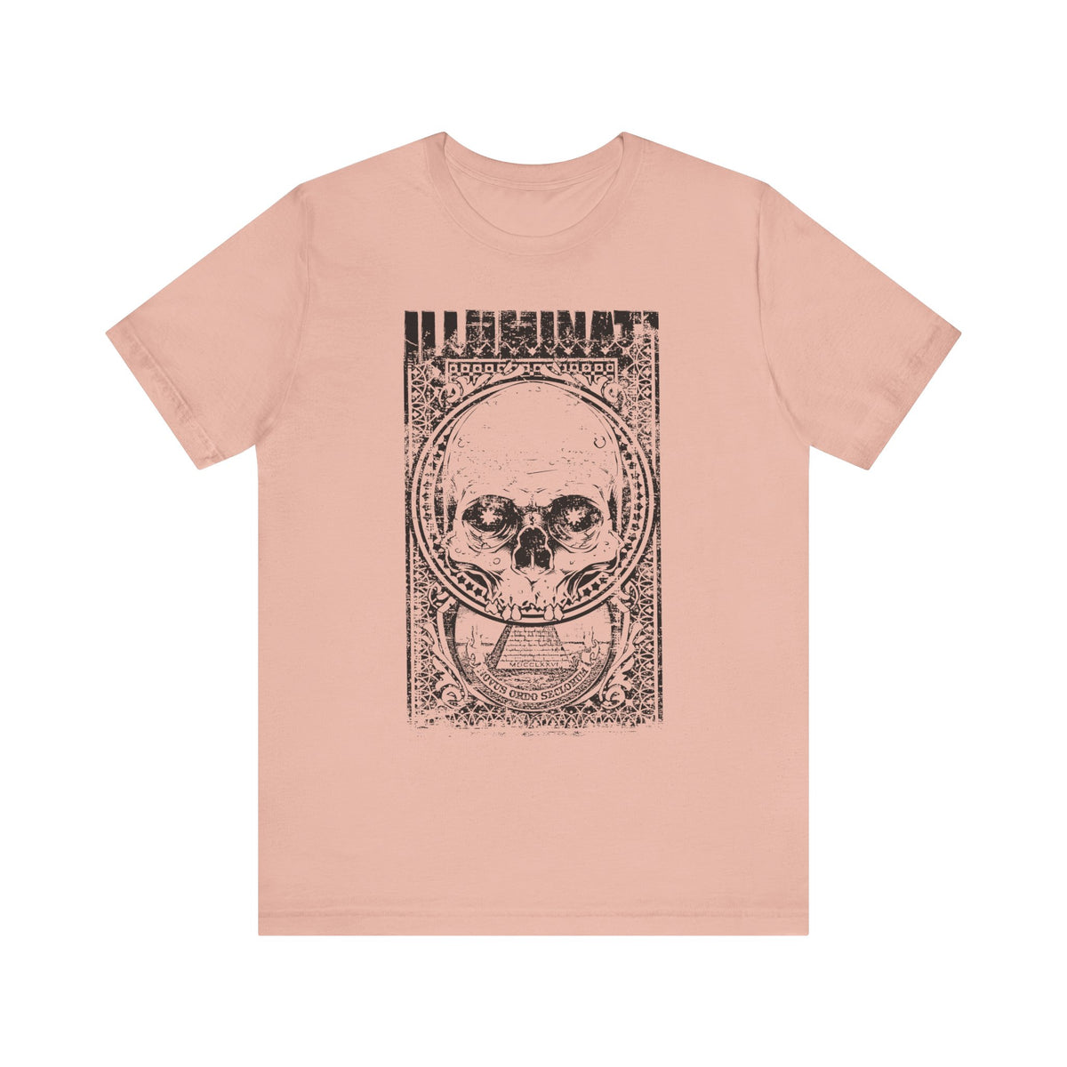 Skull Circle Graphic T-Shirt Vintage Etching Illustration Art Design Unisex Cotton Tee A-9