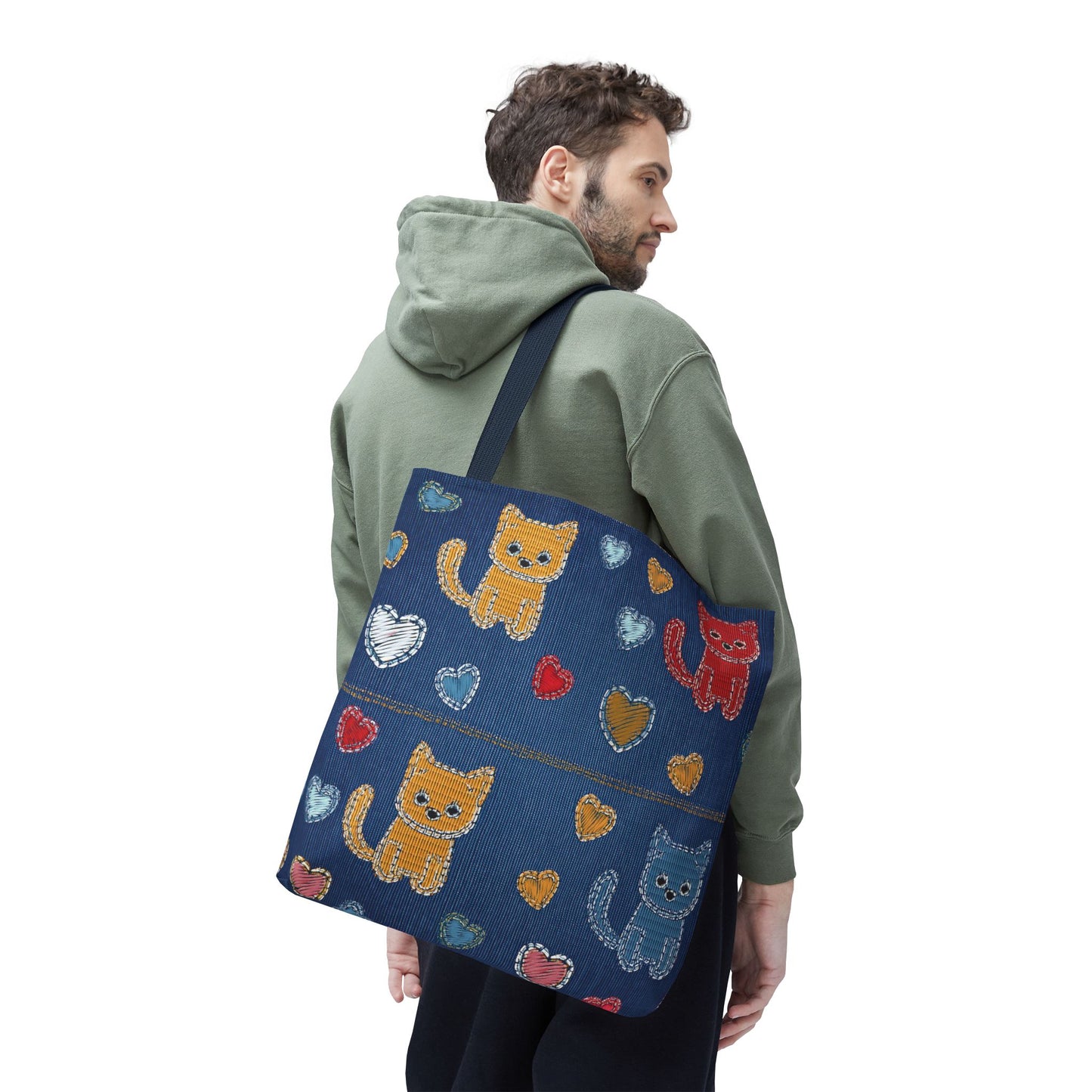 Love Day Graphic Design Denim Fabric Imitation Print Unisex Canvas Bag POLY 3 Sizes Tote Bag 201-4