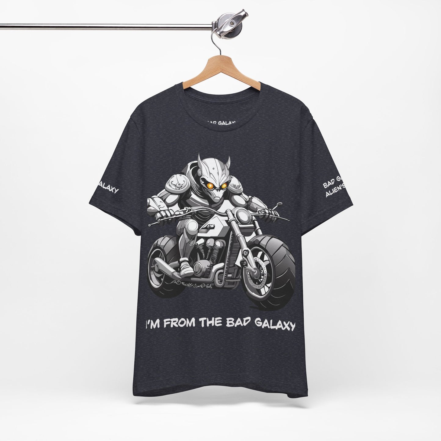 Tee Shirt With Alien From Bad Galaxy 100 Percent Cotton Lightweight Made In USA Eco Friendly Inks