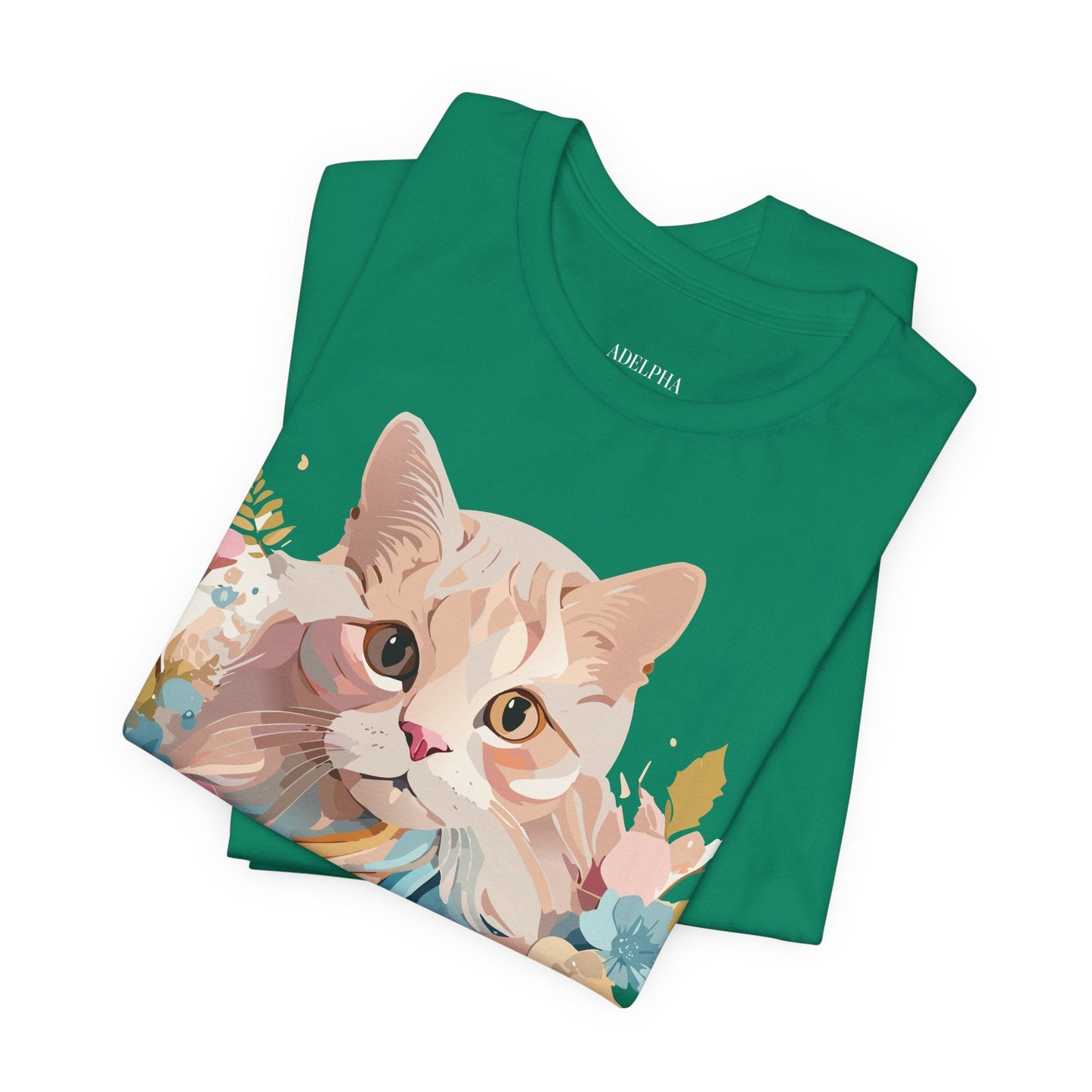 Cat Graphic Tee Unisex Short Sleeve Shirt With Adelpha Vintage Artwork