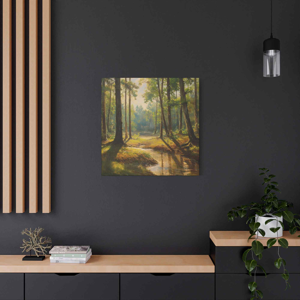 Forest Print Canvas, Trees Oil Paint Print 20x20, 24x24, 30x30, 32x32, 36x36 Art Design Print Pine-Wood Inner Frame MC-72