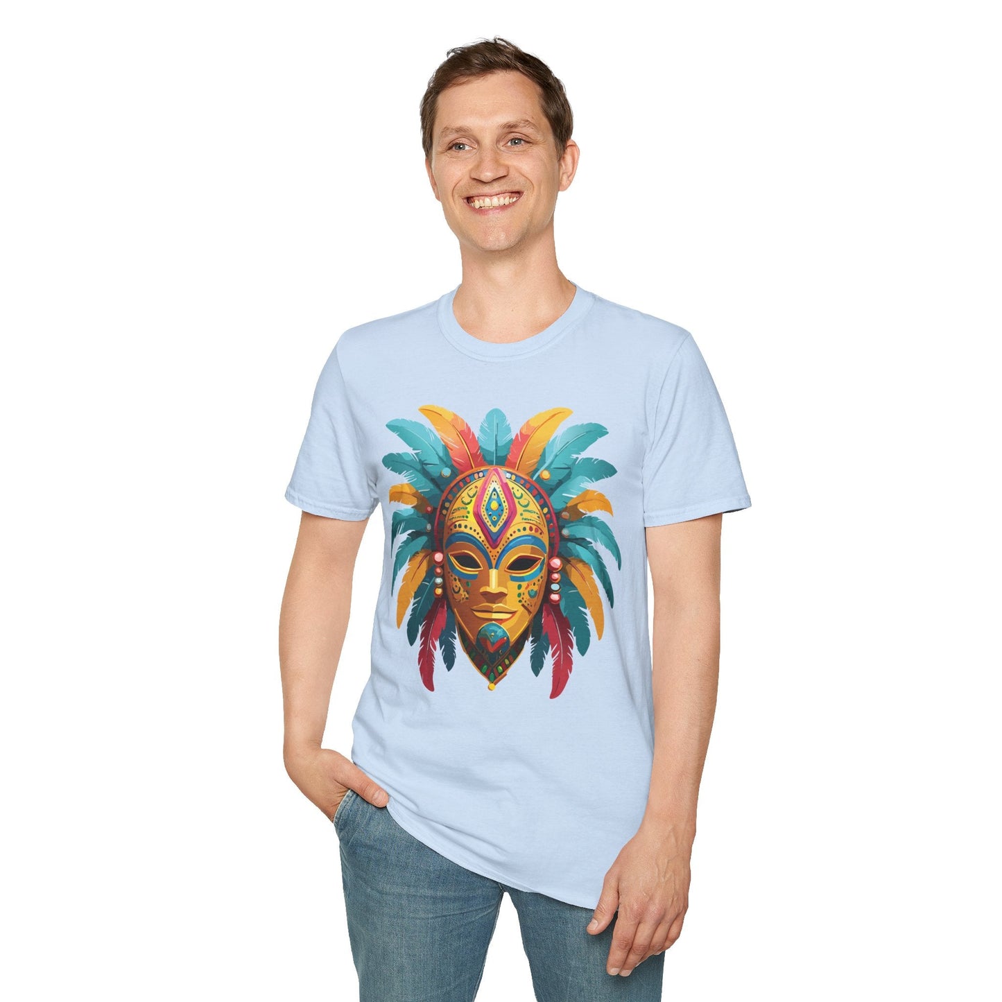 Unisex Mask Tee Shirt Masquerade Design Softstyle Gildan 64000 Comfortable Cotton Tee