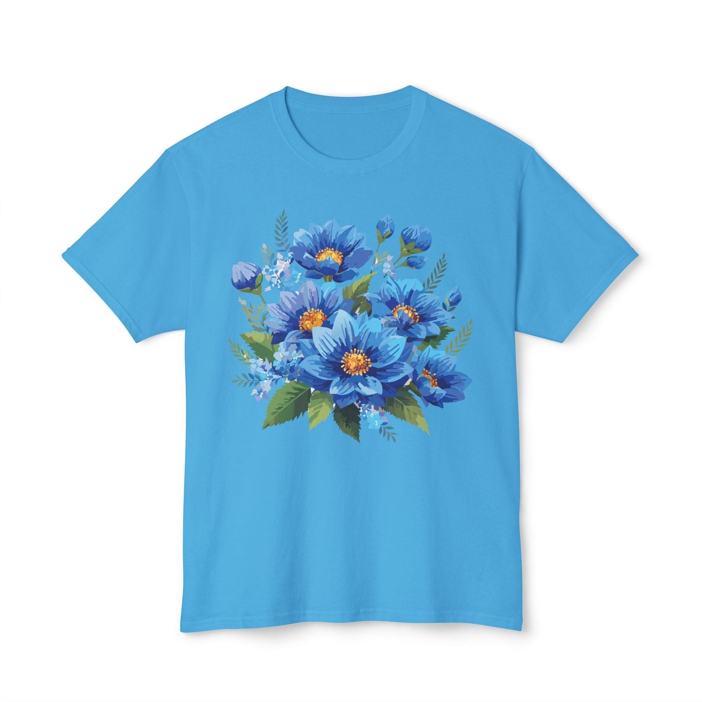 Unisex Floral T Shirt with Vintage Flower Art Print HD Cotton Tee Designed In USA