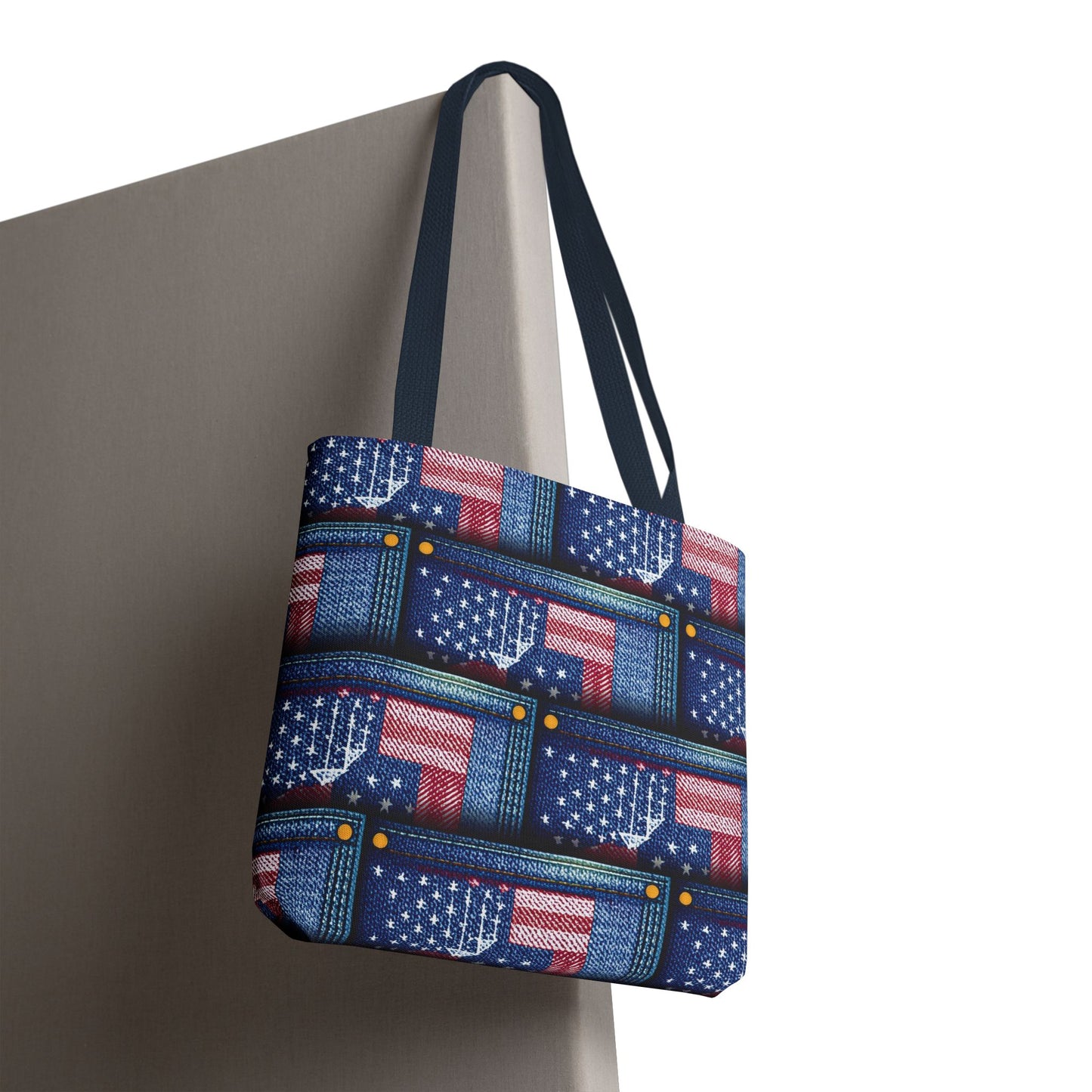 4th of July Graphic Denim Fabric Imitation Print Unisex Canvas Bag Poly Spun 3 Sizes Tote Bag 200-15